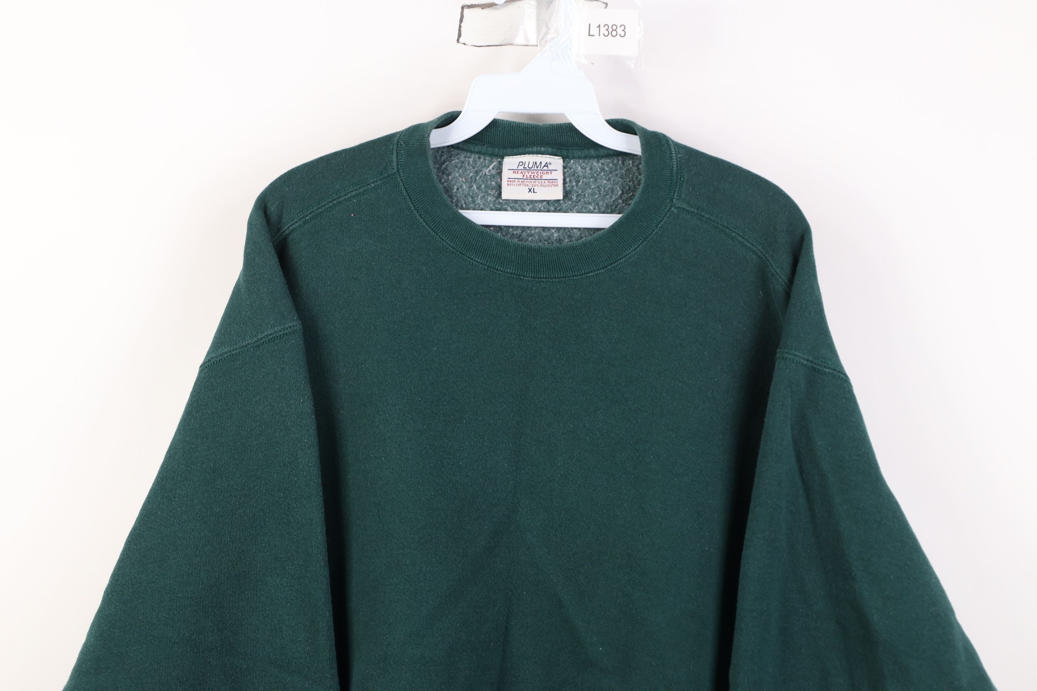 Vintage Vintage 90s Streetwear Blank Heavy Crewneck Sweatshirt Green Size US XL / EU 56 / 4 - 2 Thumbnail