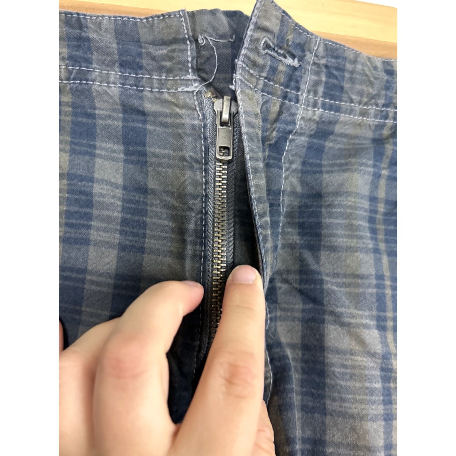 Vintage Played In Heaven Mens Shorts Cargo Plaid Cotton Blue Gray 36 Regular Sun Stain Size US 36 / EU 52 - 6 Thumbnail