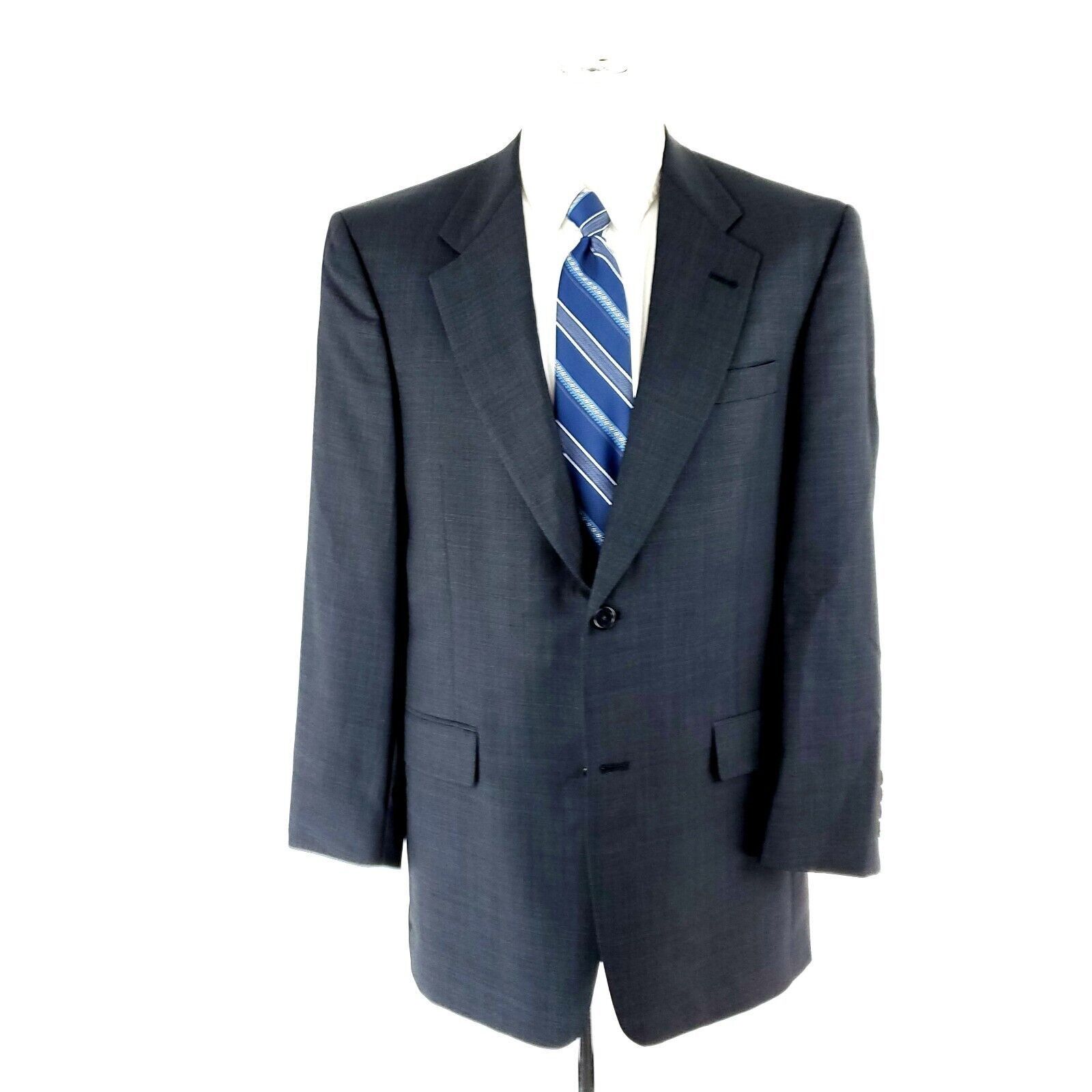 Hart Schaffner Marx Hart Schaffner Marx Wool 2 Button Blazer 38R Gray Blue Twill Size 38R - 3 Thumbnail