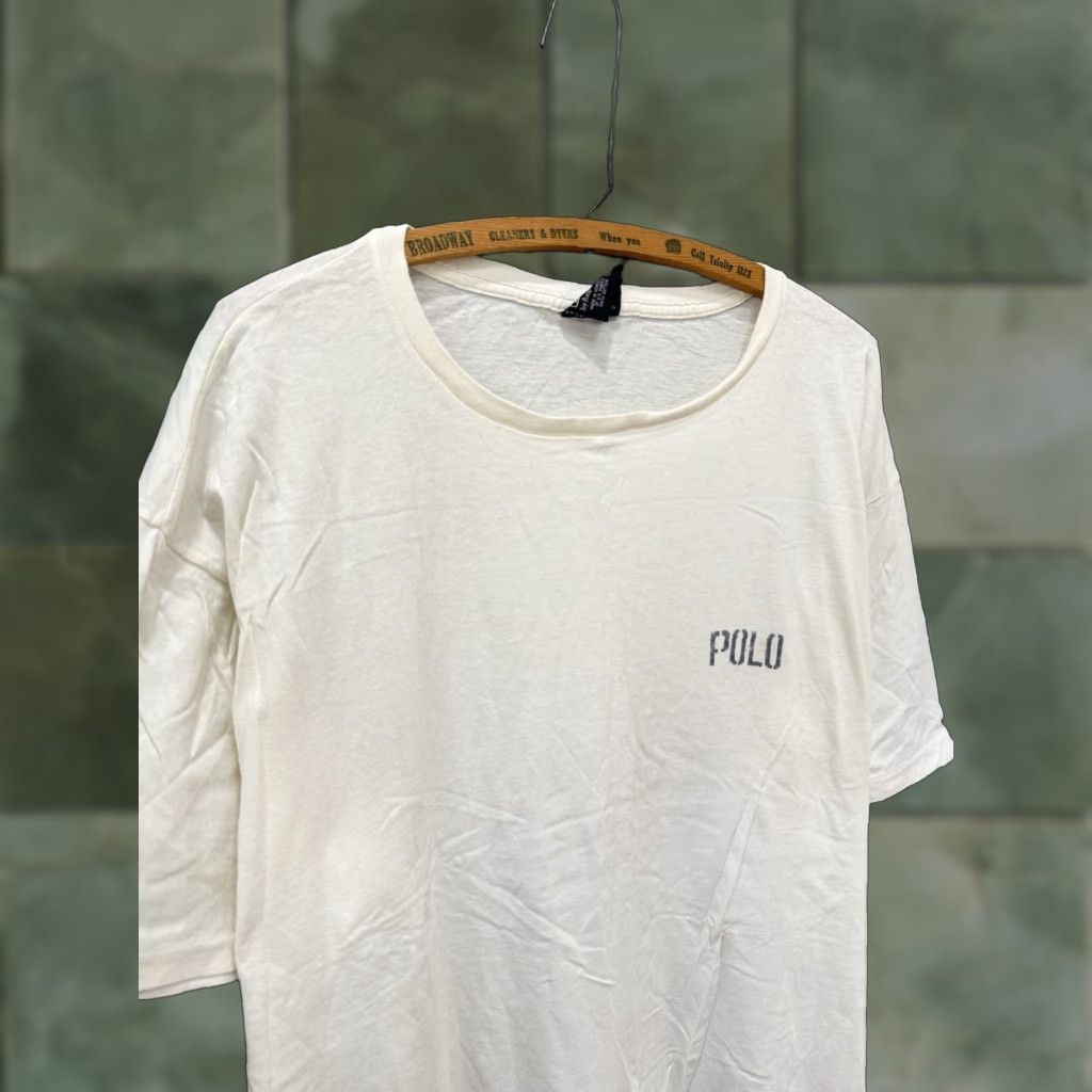 Ralph Lauren VINTAGE 90s Polo Ralph Lauren Stencil Logo White Cotton Tee Shirt 2XL Mens Shirt Logo 90s Size US XXL / EU 58 / 5 - 1 Thumbnail