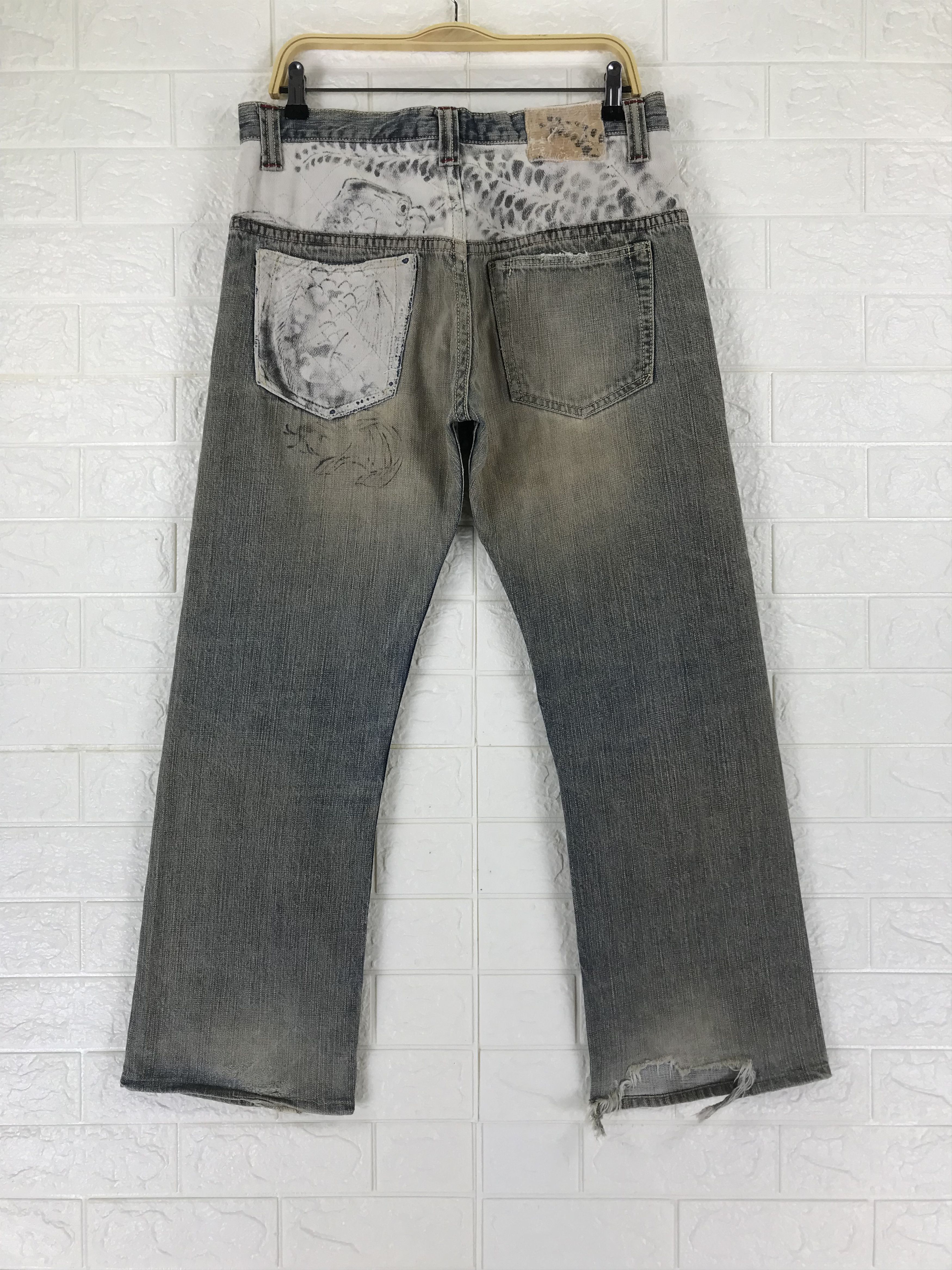Mizra Jeans Kyoto Vintage Japanese Mizra Mud Washed Sashiko Distressed Jeans Size US 32 / EU 48 - 1 Thumbnail