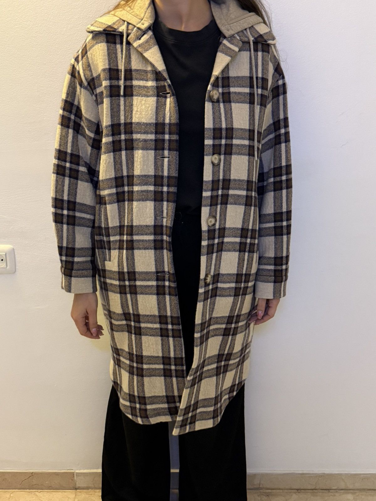 ba&sh Ba&sh brown and cream plaid wool coat Size M / US 6-8 / IT 42-44 - 1 Thumbnail