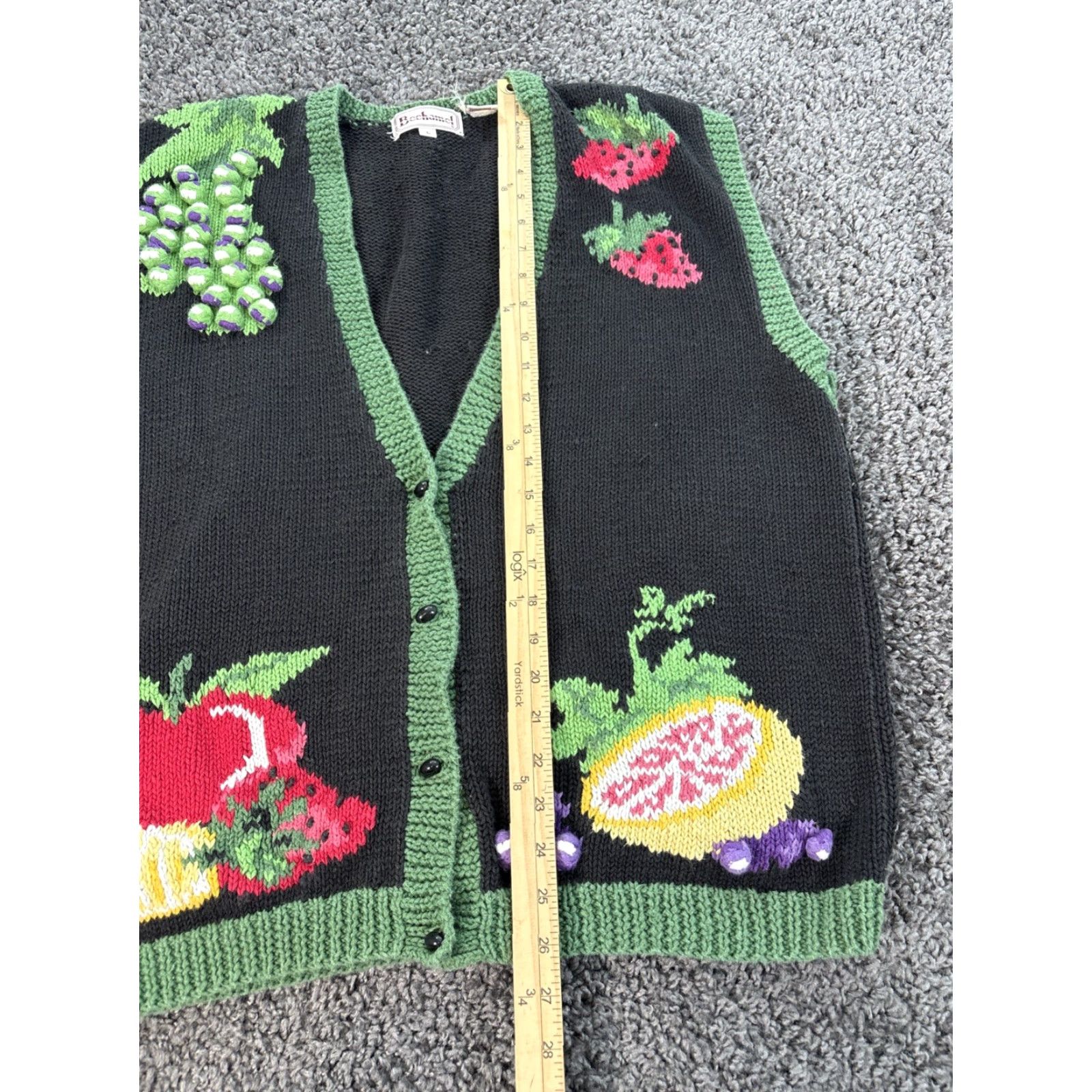 Vintage VINTAGE Bechamel Cardigan Sweater Vest Womens Large Black Knit 3d Bechamel L Sleeveless V-Neck Knitted Cotton Ramine Size L / US 10 / IT 46 - 2 Thumbnail