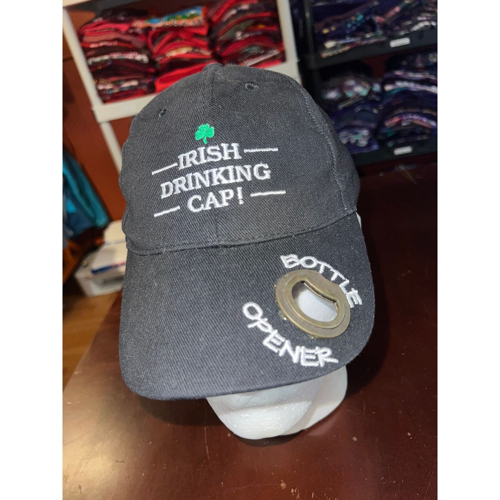 Vintage Irish Hat Drinking Cap Bottle Opener Black Headwear Size ONE SIZE - 2 Thumbnail