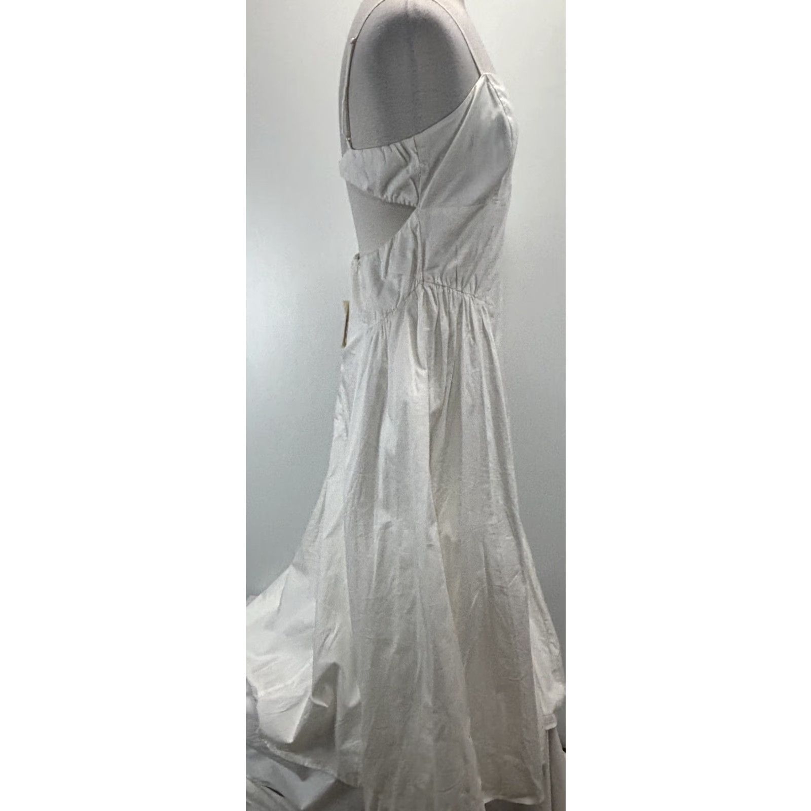 Abercrombie & Fitch Abercrombie Maxi Dress Women’s L White Dipped Waist Open Back Beach Flowy Size L / US 10 / IT 46 - 4 Thumbnail
