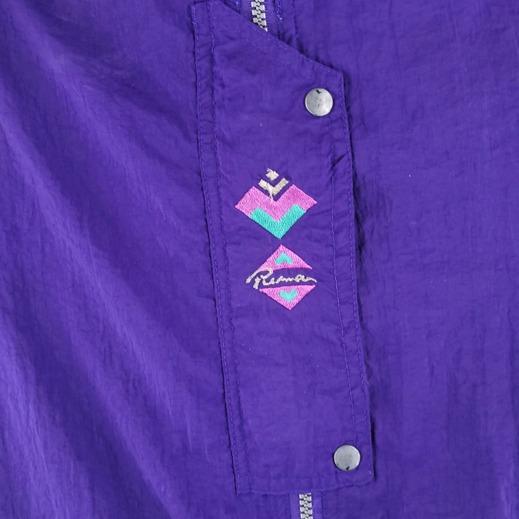 Puma VINTAGE PUMA Jacket Mens M Purple Windbreaker 90s Baggy Fit Regular Nylon Solid Size US M / EU 48-50 / 2 - 2 Thumbnail