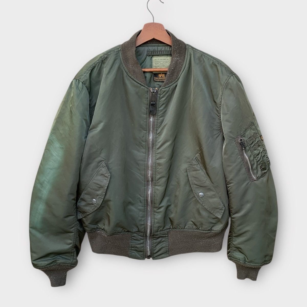 80s USA製 ALPHA flight jacket MA-1 MA1 Vintage 80s Alpha Industries MA-1 Bomber Jacket Full Zip