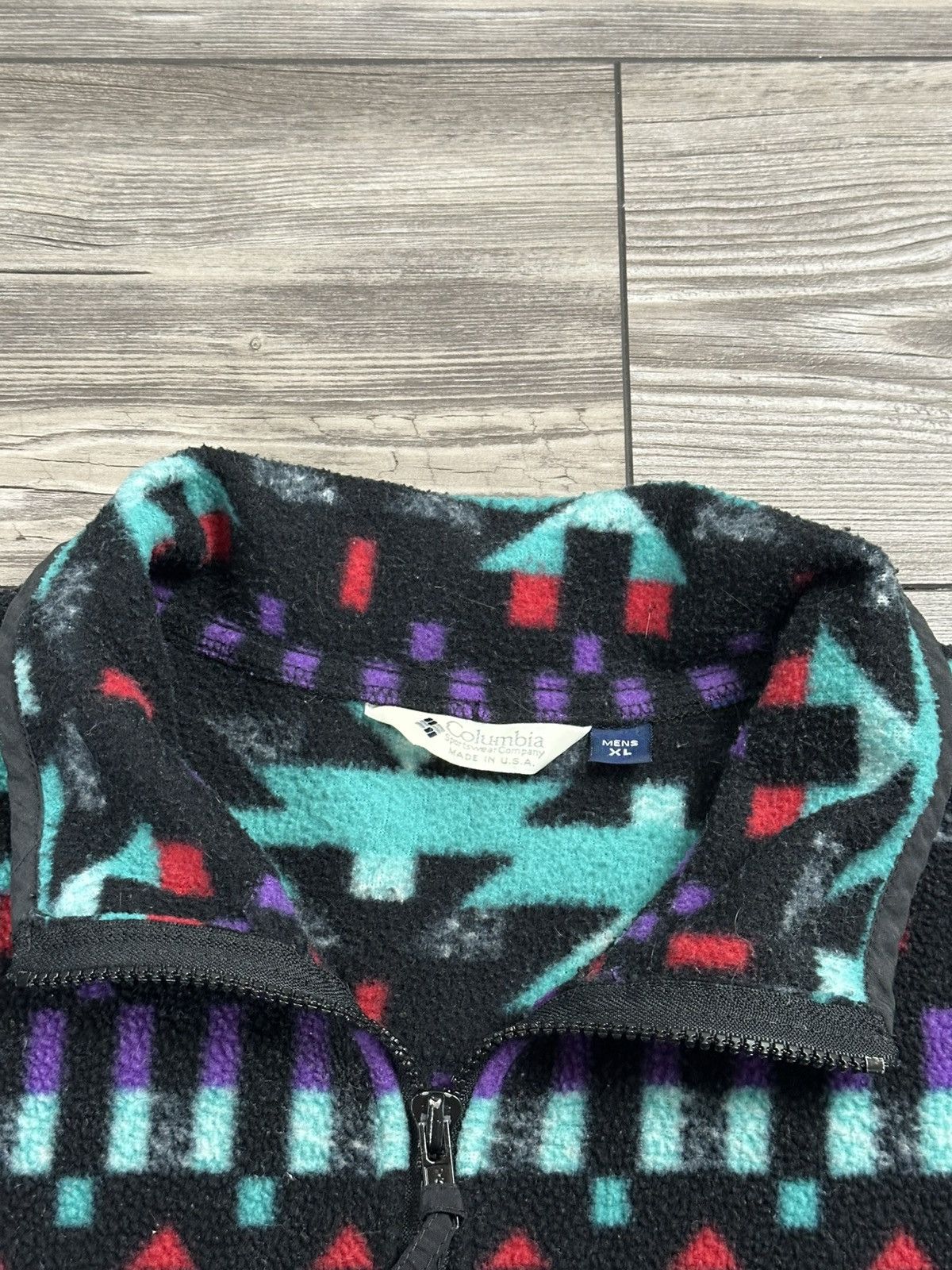 Columbia Vintage 90’s Columbia Aztec Quarter Zip Fleece Size US XL / EU 56 / 4 - 4 Thumbnail
