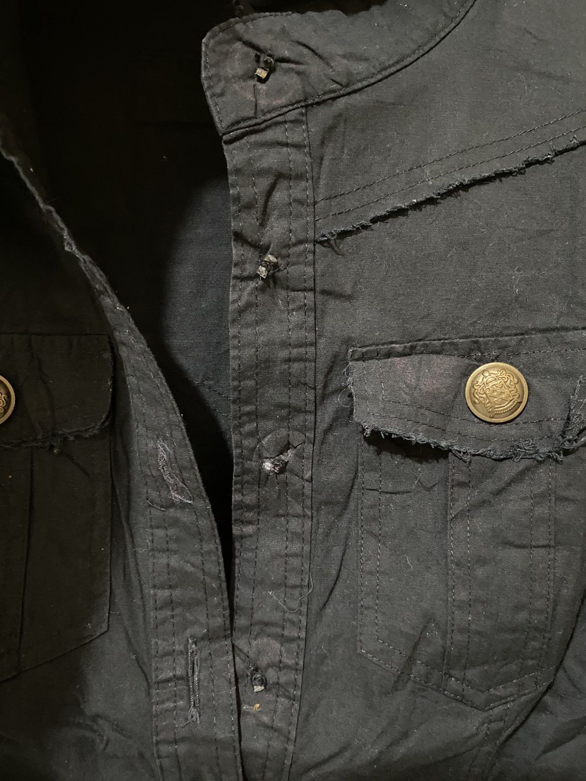 Le Grande Bleu (L.G.B.) 2000s Garula Gothic Punk Style Poem Button Shirt Size M / US 6-8 / IT 42-44 - 5 Thumbnail