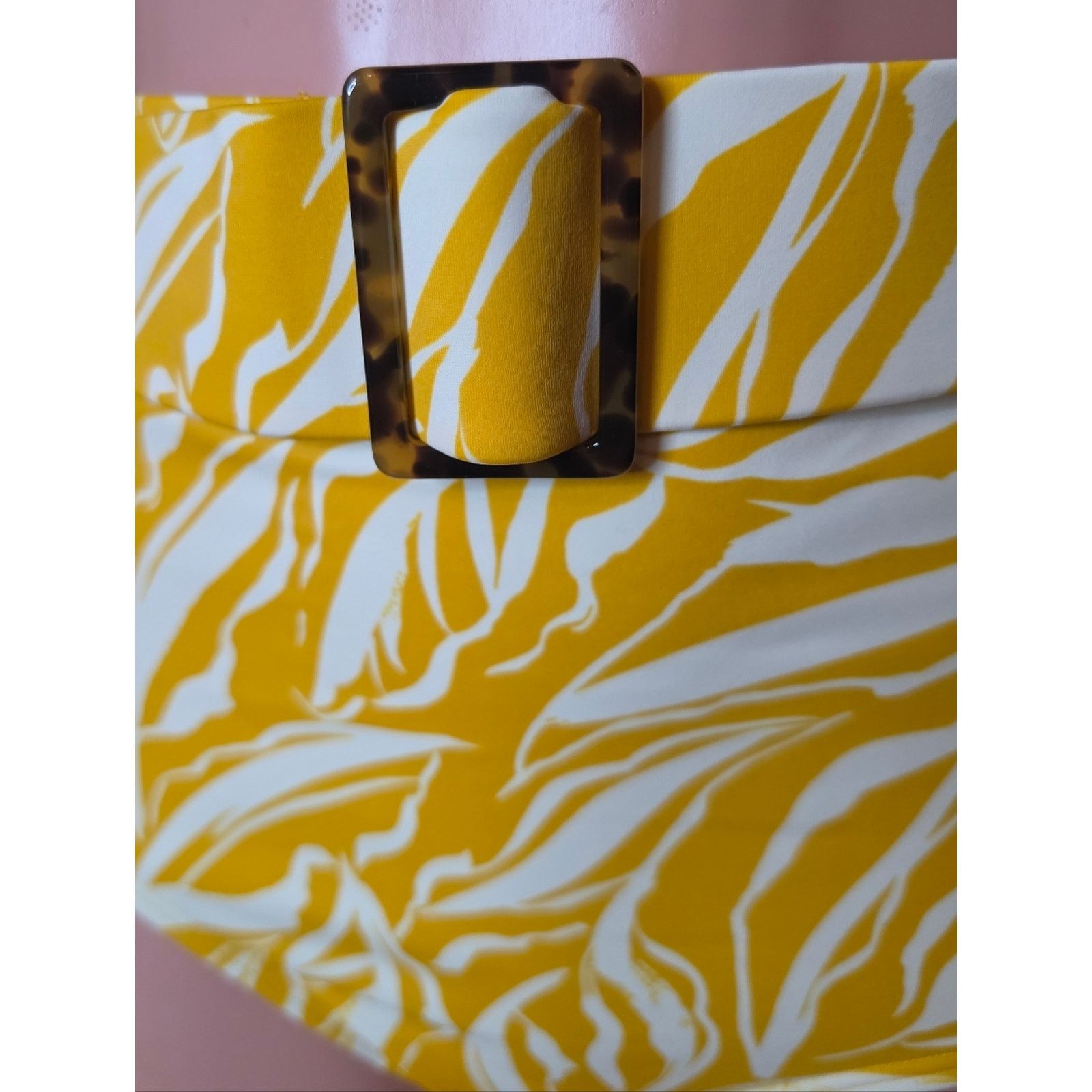 Boden NWT Boden Mustard and White Leaf Bikini Top & Bottom 12 38C Size ONE SIZE - 3 Thumbnail