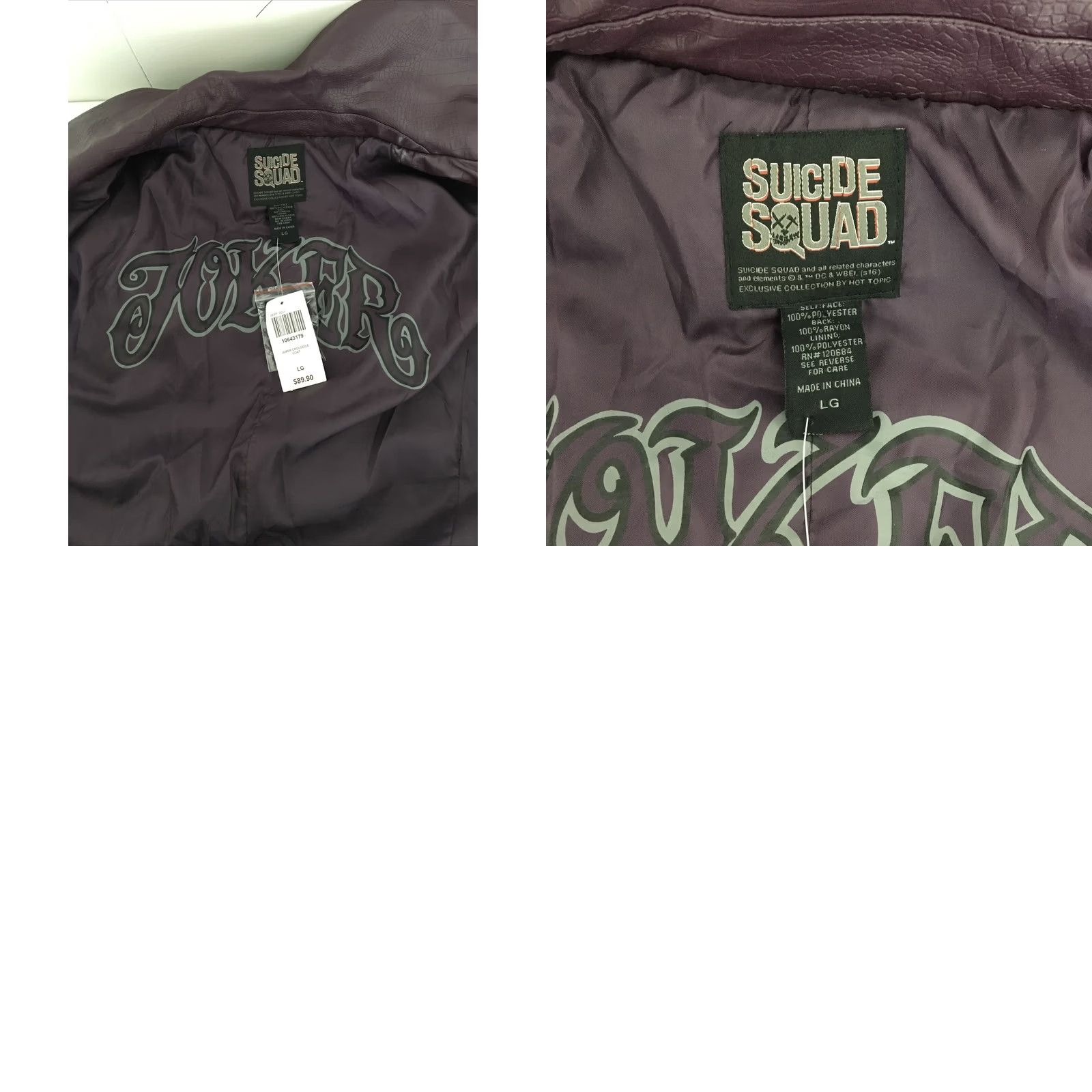 Hot Topic VINTAGE The Joker Suicide Squad Purple Jacket Trench Coat Men L Cosplay Hot Topic Caped Collared Animal Print Button Closure Faux Leather Size US L / EU 52-54 / 3 - 9 Thumbnail