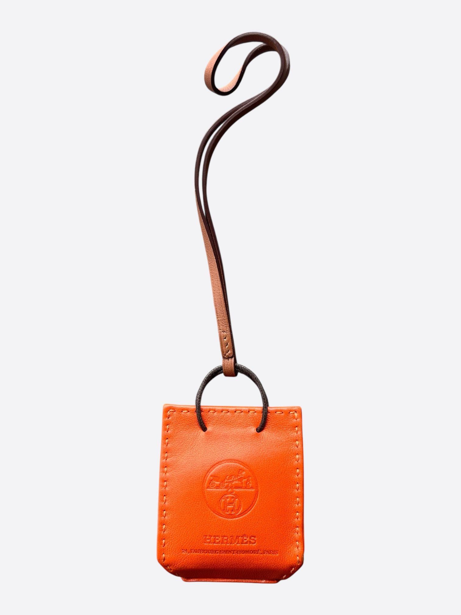 Hermes Hermes Orange Mini Shopping Bag Charm Size ONE SIZE - 2 Thumbnail