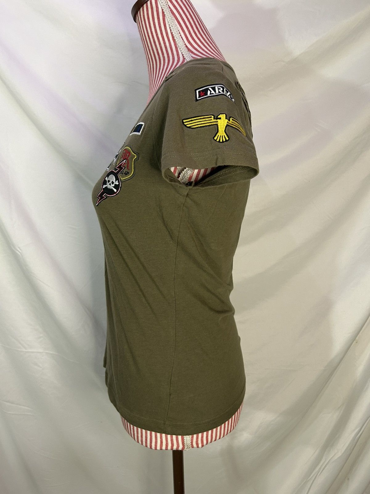 Request Jeans Y2K Request Army Green Studded Patches Shirt Sz Large Size L / US 10 / IT 46 - 6 Thumbnail