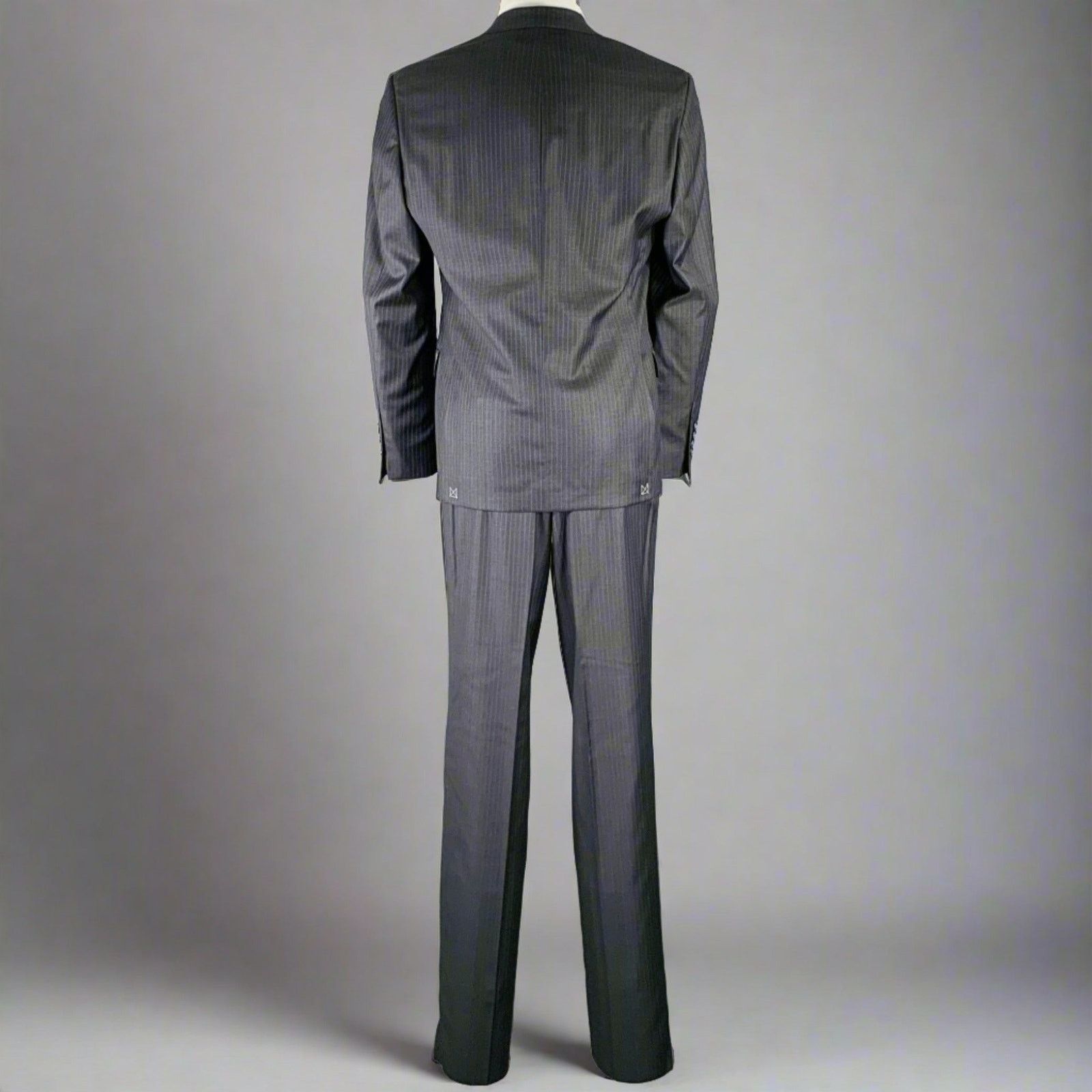 Other TAILO RED Grey Blue Pinstripe Wool Single Breasted Suit Size 40R - 6 Thumbnail