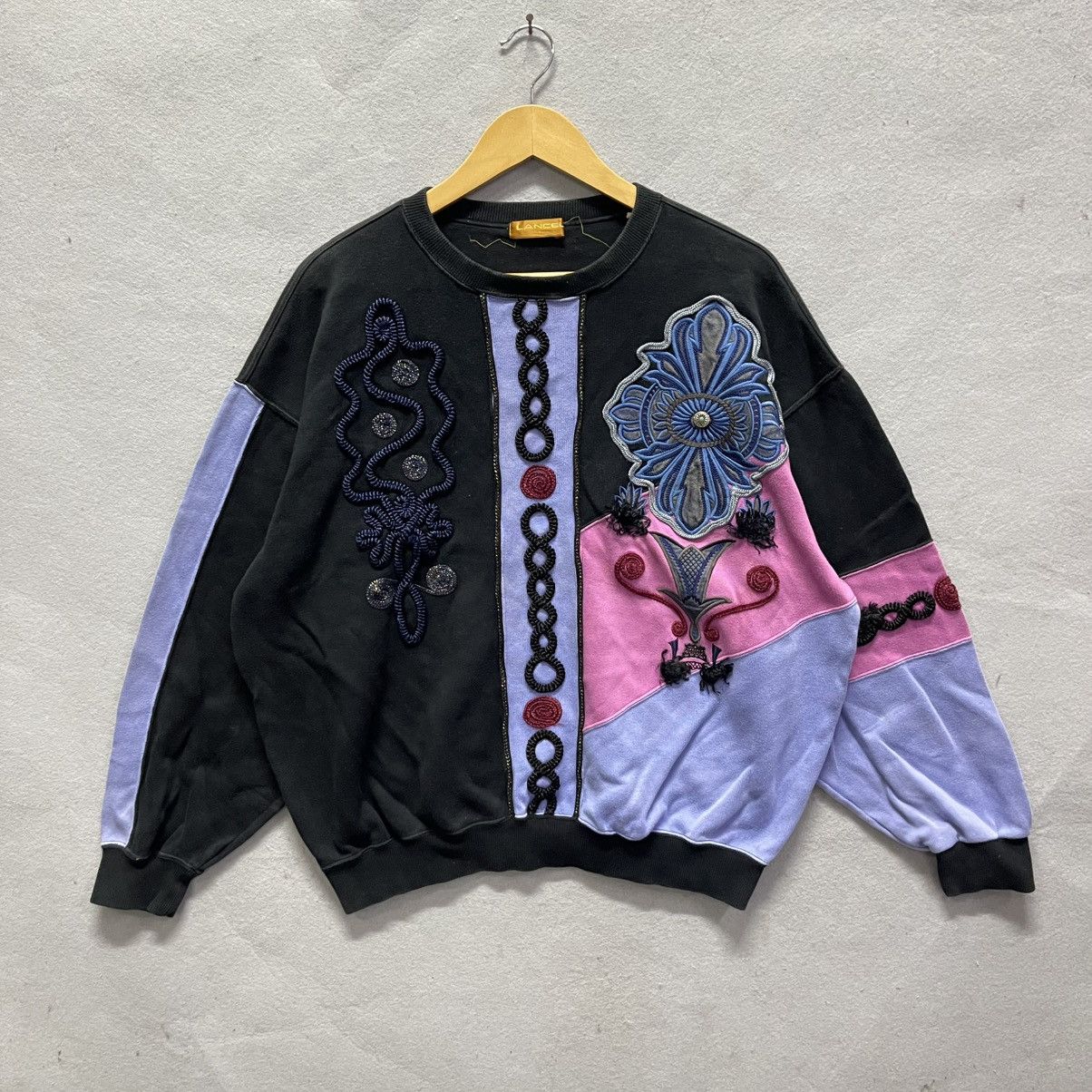 Lancel Vintage LANCEL Abstract Patchwork Sweatshirt (1990s) Size US L / EU 52-54 / 3 - 1 Thumbnail