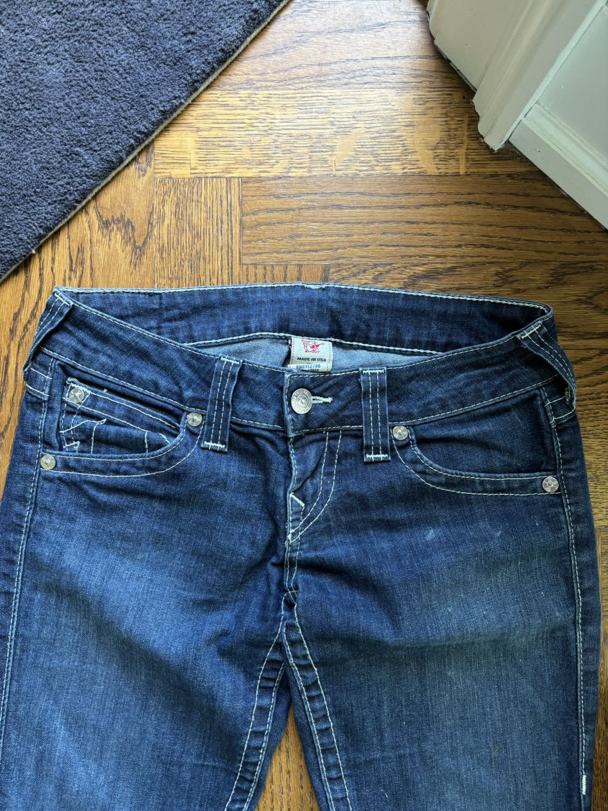 True Religion × Vintage Vintage True Religion Jeans Contrast Stitch Low Rise Skinny Size 30" / US 8 / IT 44 - 4 Thumbnail