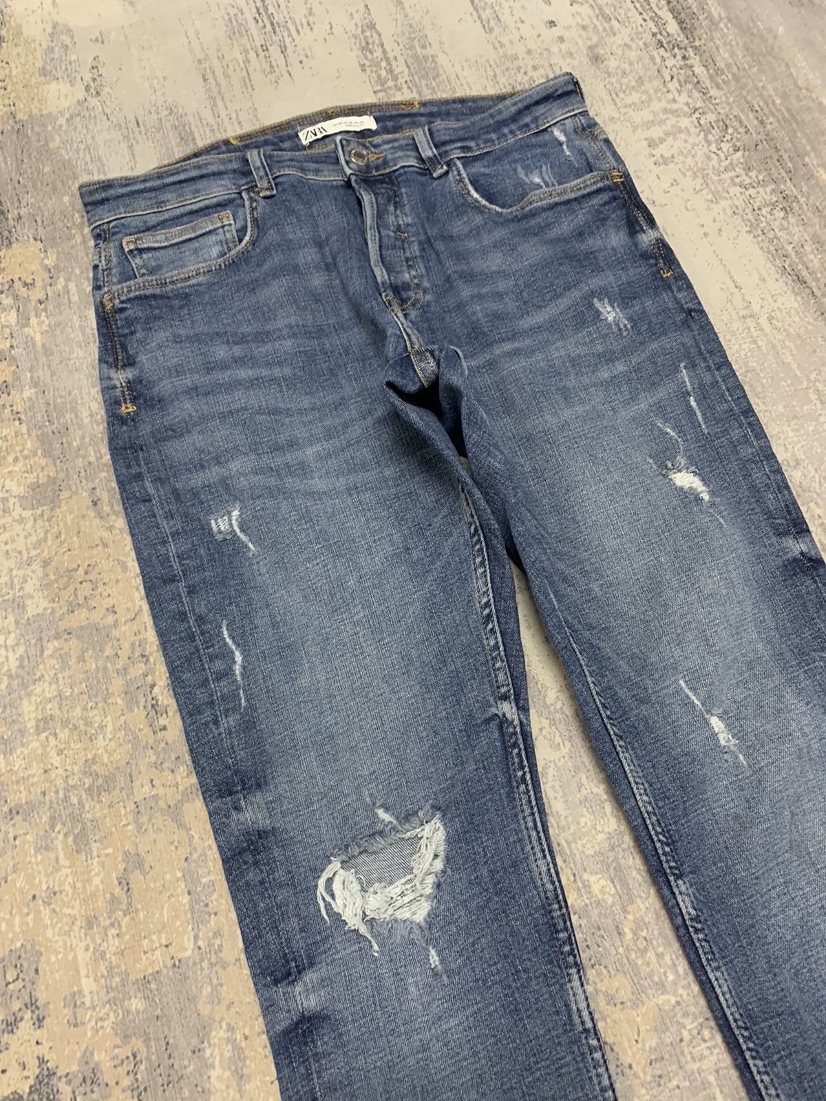 Designer × Jean × Zara Zara Thrasher Skinny-Fit Distressed Jeans 34x30 Size US 34 / EU 50 - 2 Thumbnail
