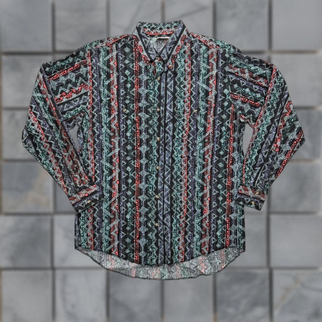 Vintage VINTAGE Bar 40 Western Shirt Mens Small Black Aztec Geometric Button Up USA Size US S / EU 44-46 / 1 - 1 Thumbnail