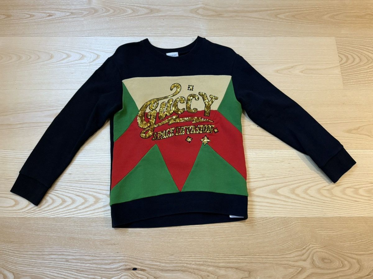 Gucci Gucci Kids Black Cotton Embroidered Sequined Logo Sweatshirt Size ONE SIZE - 1 Thumbnail