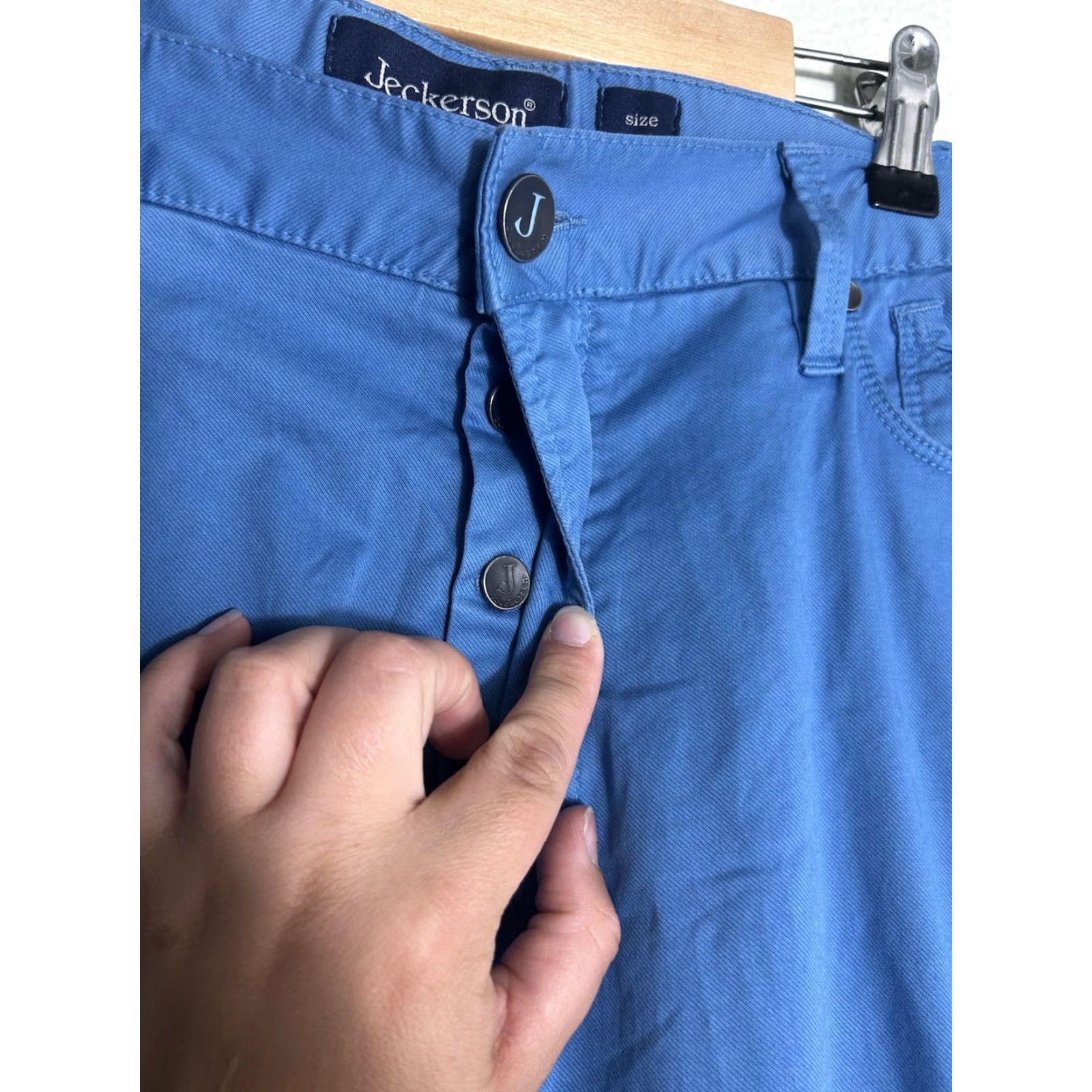 Jeckerson Jeckerson Slim Fit Chino Pants Blue Men's 36 Regular 31in Cotton Made in Italy Size US 36 / EU 52 - 7 Thumbnail
