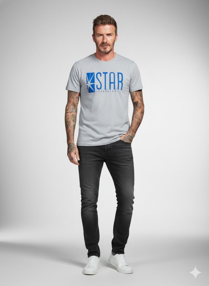 Official DC Comics S.T.A.R. Laboratories Logo Tee Grey Hanes