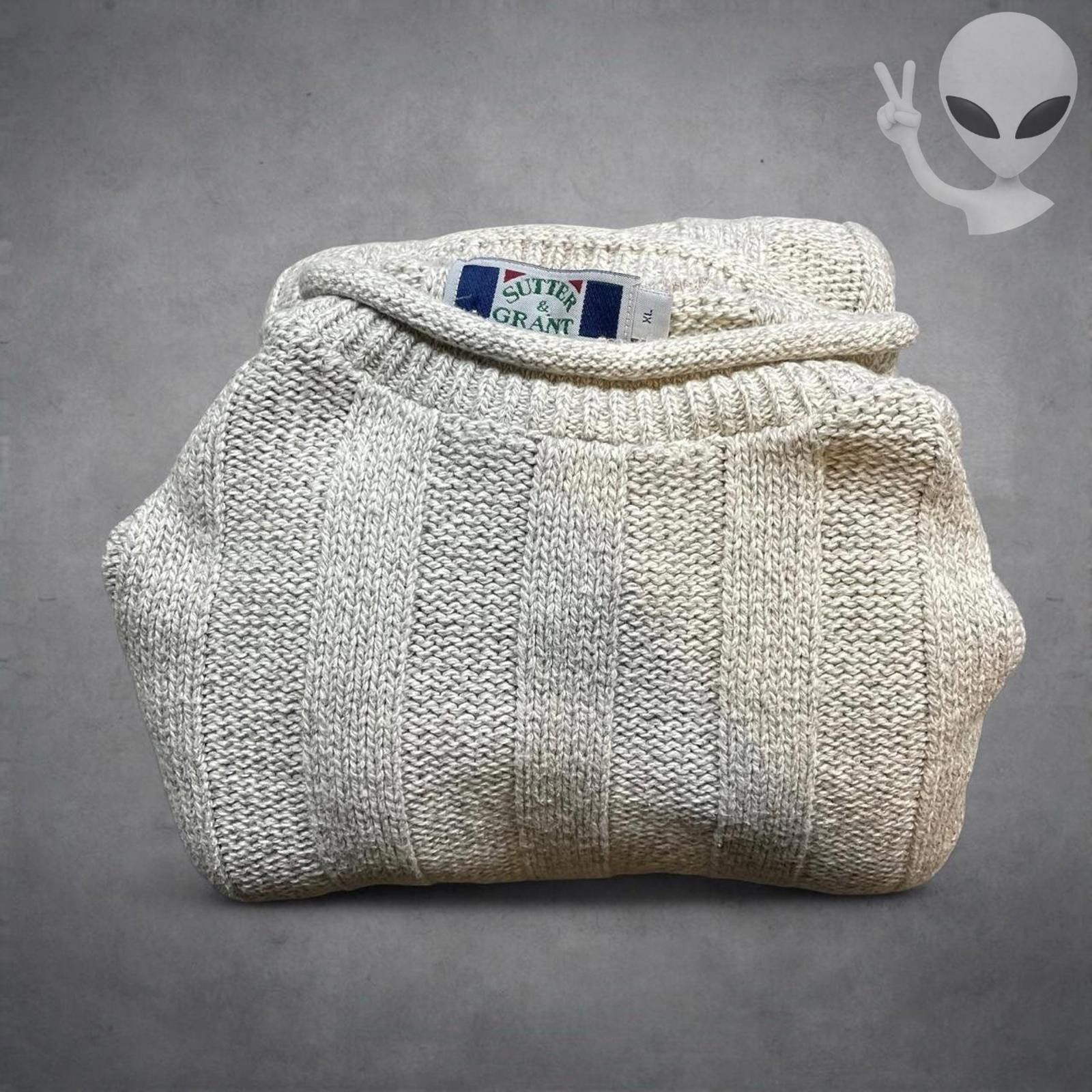 Other Vintage Knit Sweater Extra Large Cream 80s USA Pullover Size US XL / EU 56 / 4 - 5 Thumbnail