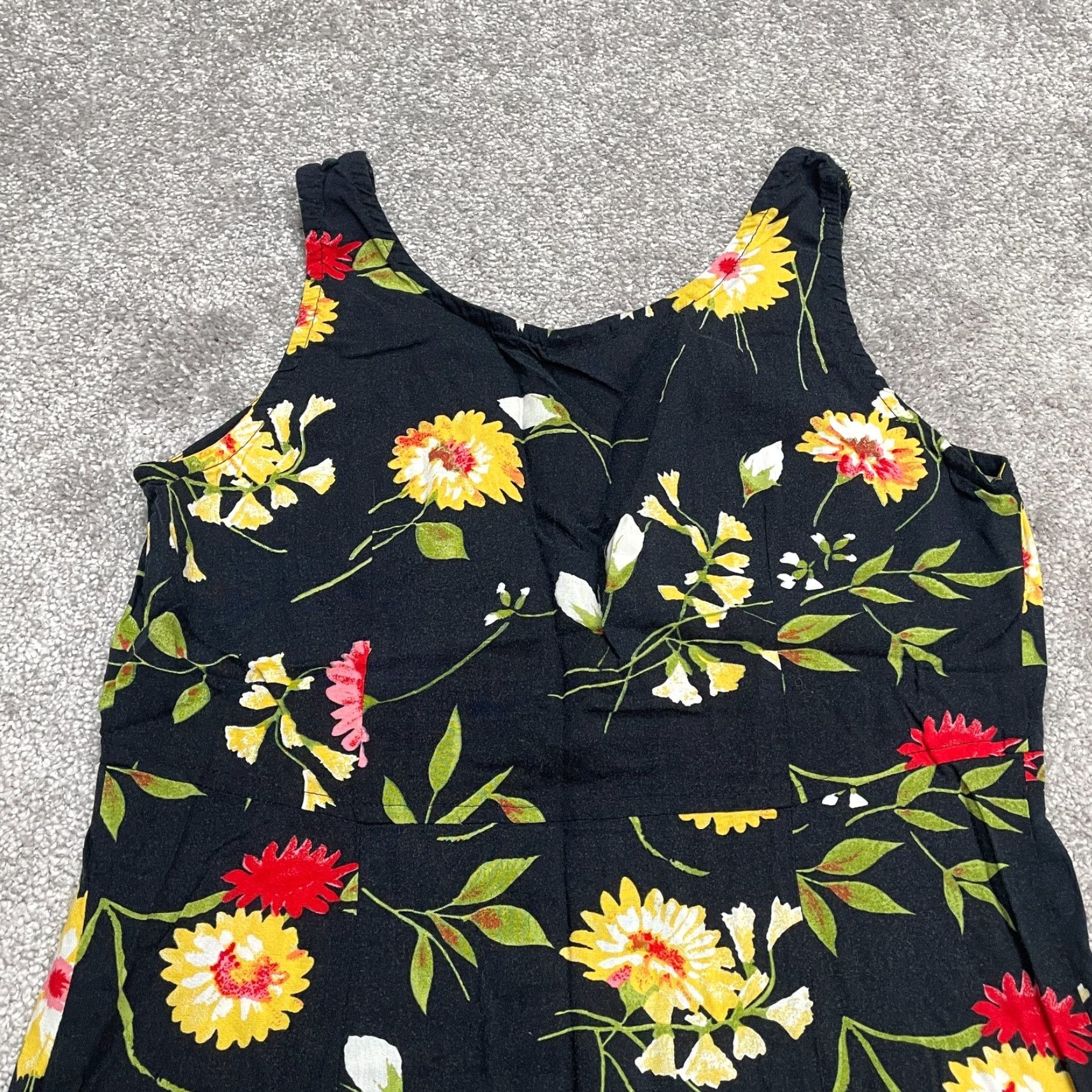 Vintage Unbranded Floral Sleeveless A-Line Midi Maxi Dress Womens 6 Black Rayon Casual Size M / US 6-8 / IT 42-44 - 3 Thumbnail