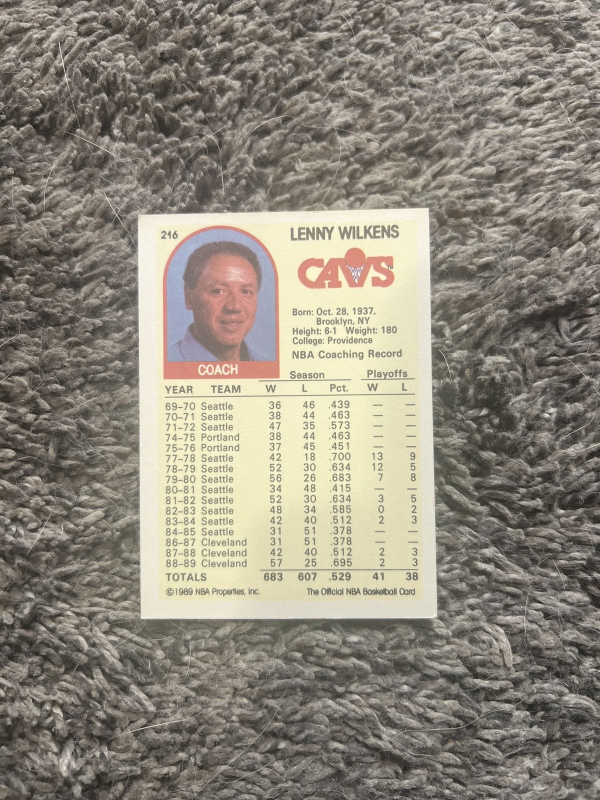 NBA 1989 NBA Hoops #216 Lenny Wilkens Card Size ONE SIZE - 2 Thumbnail