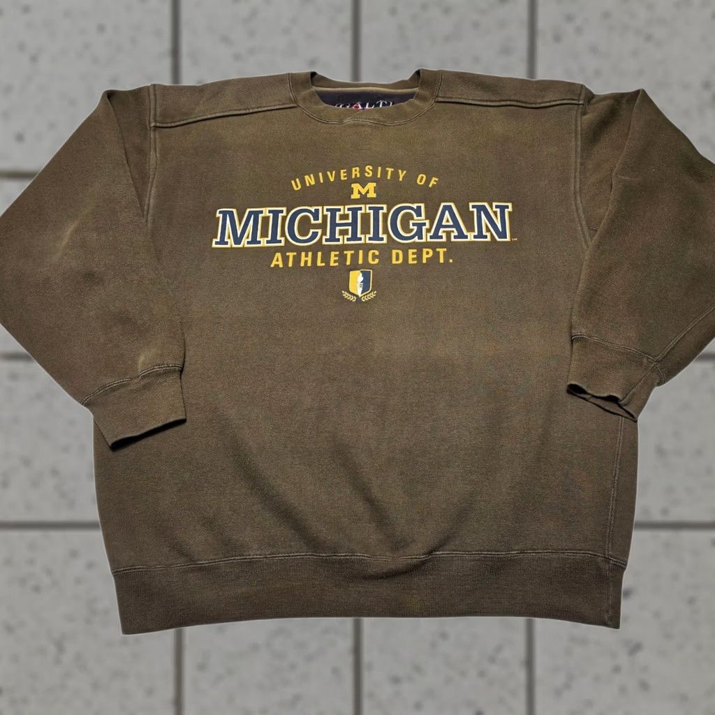 Vintage VINTAGE Michigan Wolverines Galt Sand Men's Sweatshirt Medium Heavyweight 90's Size US XL / EU 56 / 4 - 1 Thumbnail