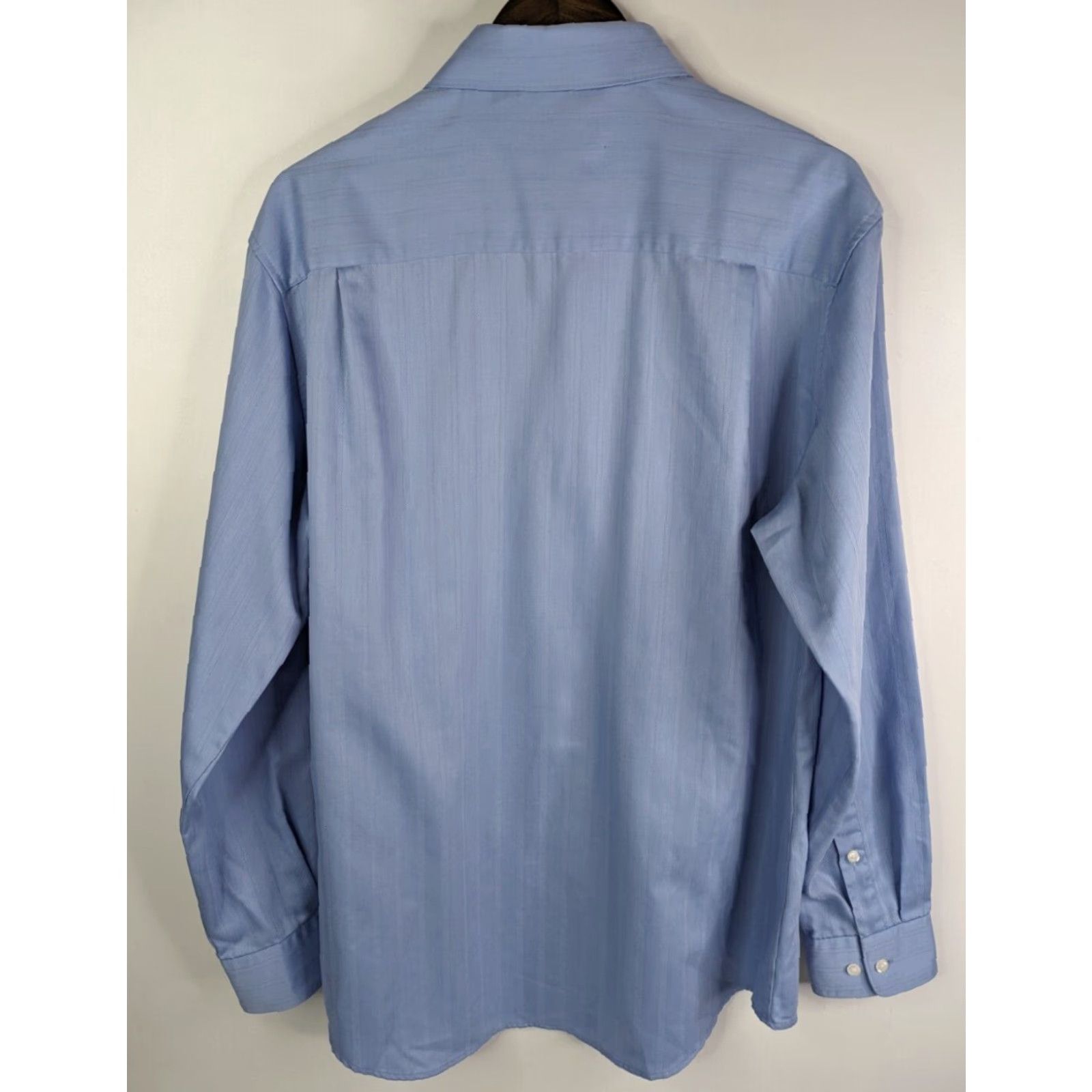 Vintage John Henry Mens Dress Shirt L Blue Pinstripe Long Sleeve 16.5 (34/35) Button-Front Shirt with One Chest Pocket Size 42R - 4 Thumbnail