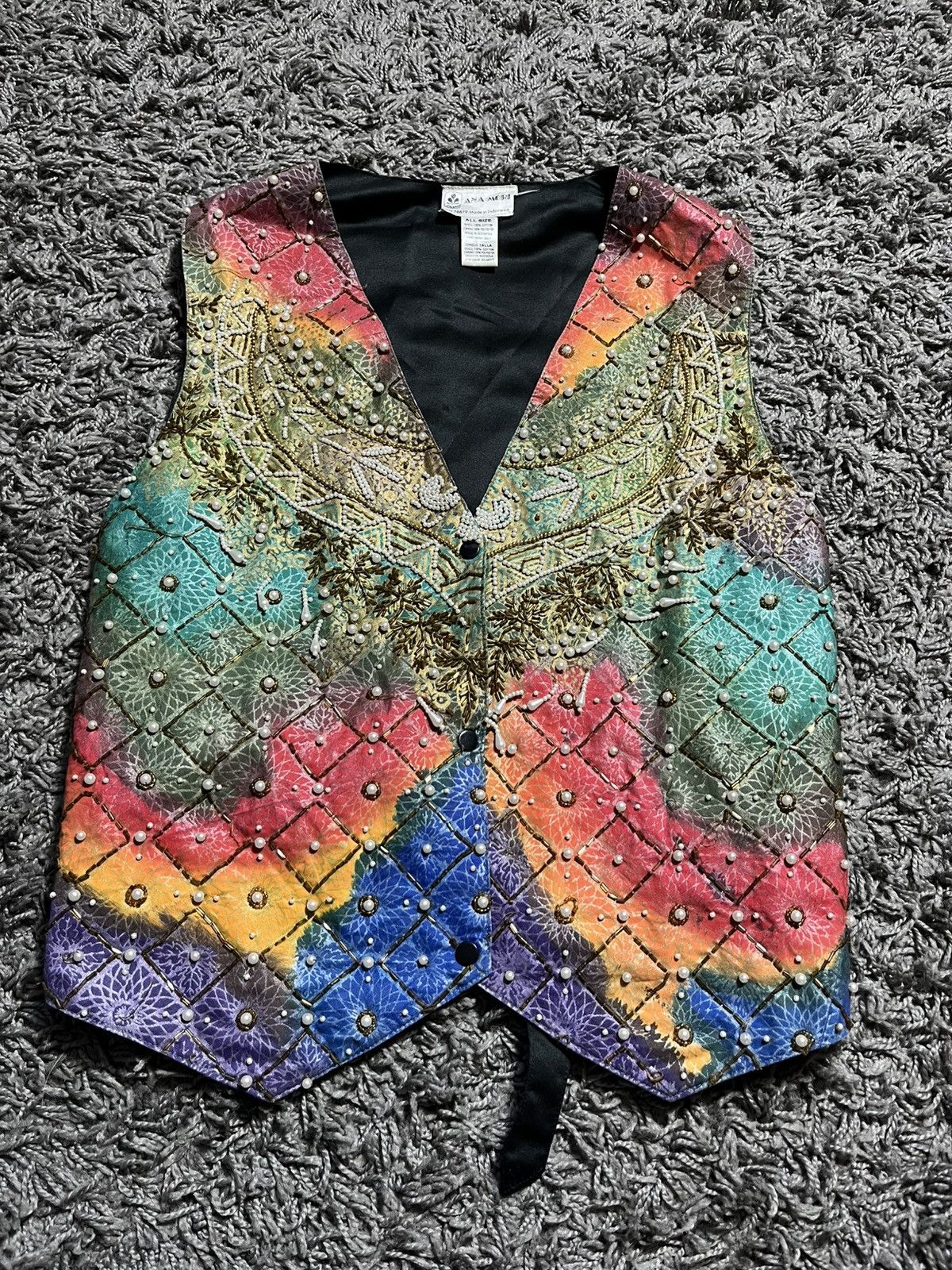 Vintage VINTAGE ANA MORI BEADED PATCHWORK VEST Size US M / EU 48-50 / 2 - 2 Thumbnail