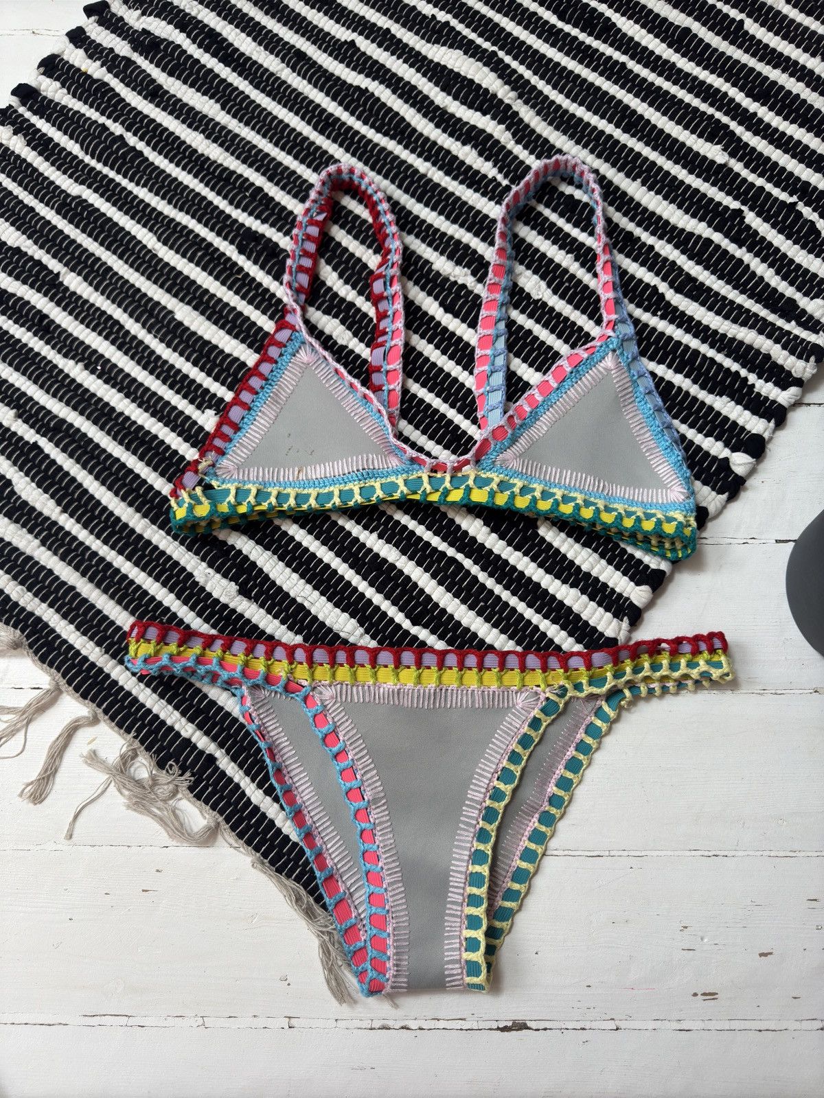 Vintage KIINI KNITTED 2000s BIKINI SET SWIMSUIT Size ONE SIZE - 2 Thumbnail