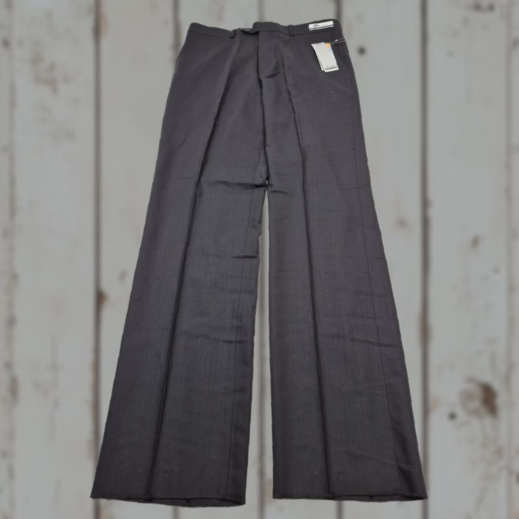 Vintage Montefino Dress Pants Mens 36x36 Black Wool Flat Front Unhemmed Super 120's NWT Size US 36 / EU 52 - 1 Thumbnail