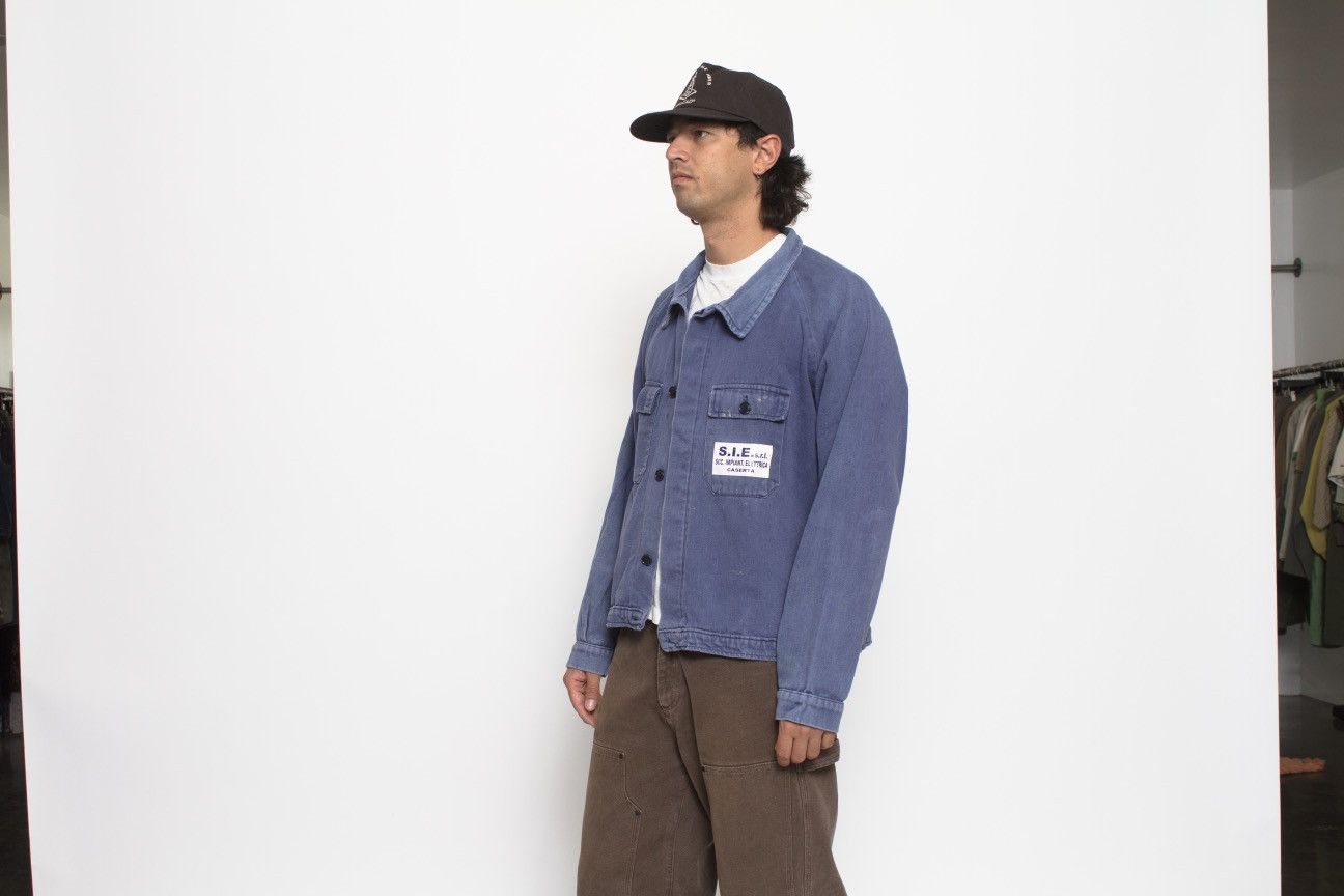 Vintage BLUE HEAVYWEIGHT COTTON ITALIAN WORKWEAR JACKET Size US L / EU 52-54 / 3 - 2 Thumbnail