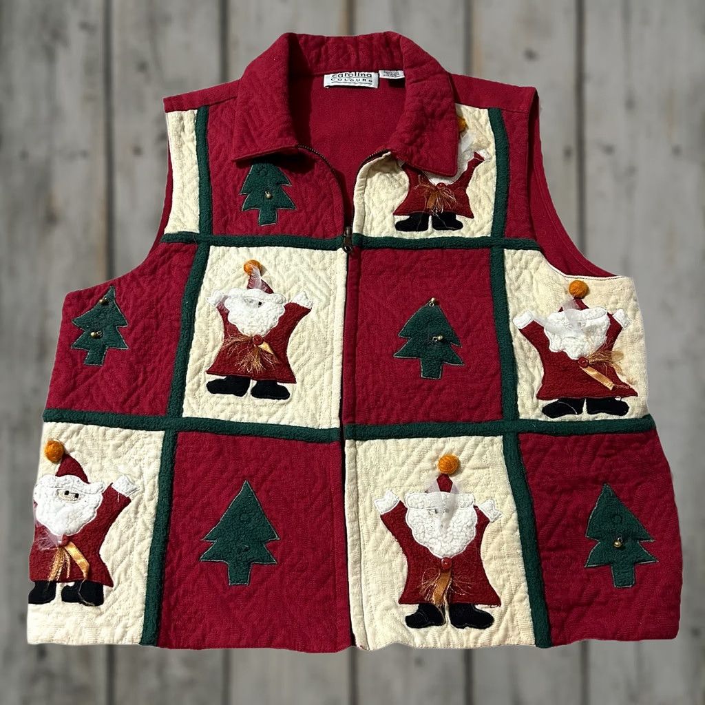 Vintage VINTAGE 90s Carolina Colours Christmas Santa Full Zip Vest Size L Red Women Size L / US 10 / IT 46 - 1 Thumbnail