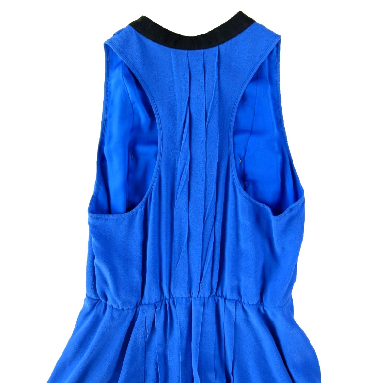 Anthropologie The Letter Anthropologie 100% Silk Blue Black Sleeveless Pleated Sheath Dress S Women Size S / US 4 / IT 40 - 5 Thumbnail