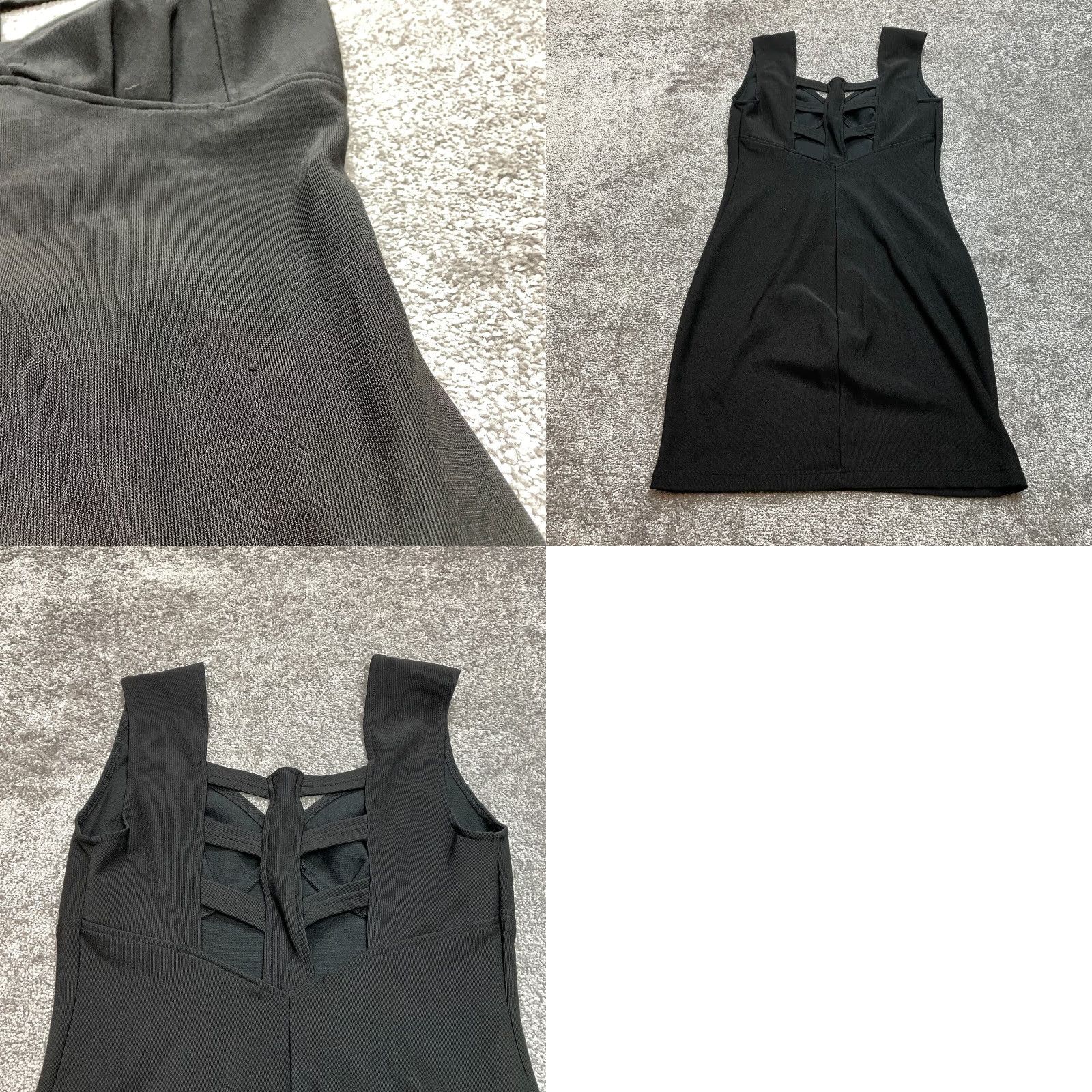Vintage Newport News Dress Womens 14 Black Sleeveless Criss Cross Neck Midi Solid Size XL / US 12-14 / IT 48-50 - 8 Thumbnail