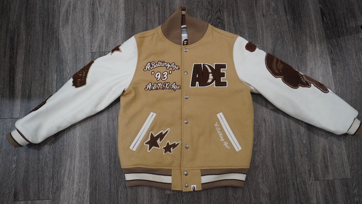 Bape Bape tan and white varsity jacket Size US M / EU 48-50 / 2 - 2 Thumbnail