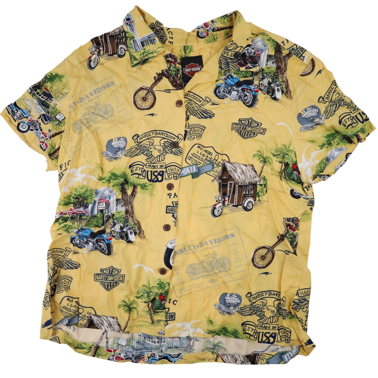 Harley Davidson × Vintage Vintage Harley Davidson Silk Hawaiian Shirt Size L / US 10 / IT 46 - 1 Thumbnail