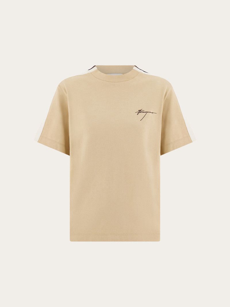 Salvatore Ferragamo o1s1rm0126 Sporty T-Shirt in Beige Size M / US 6-8 / IT 42-44 - 1 Thumbnail