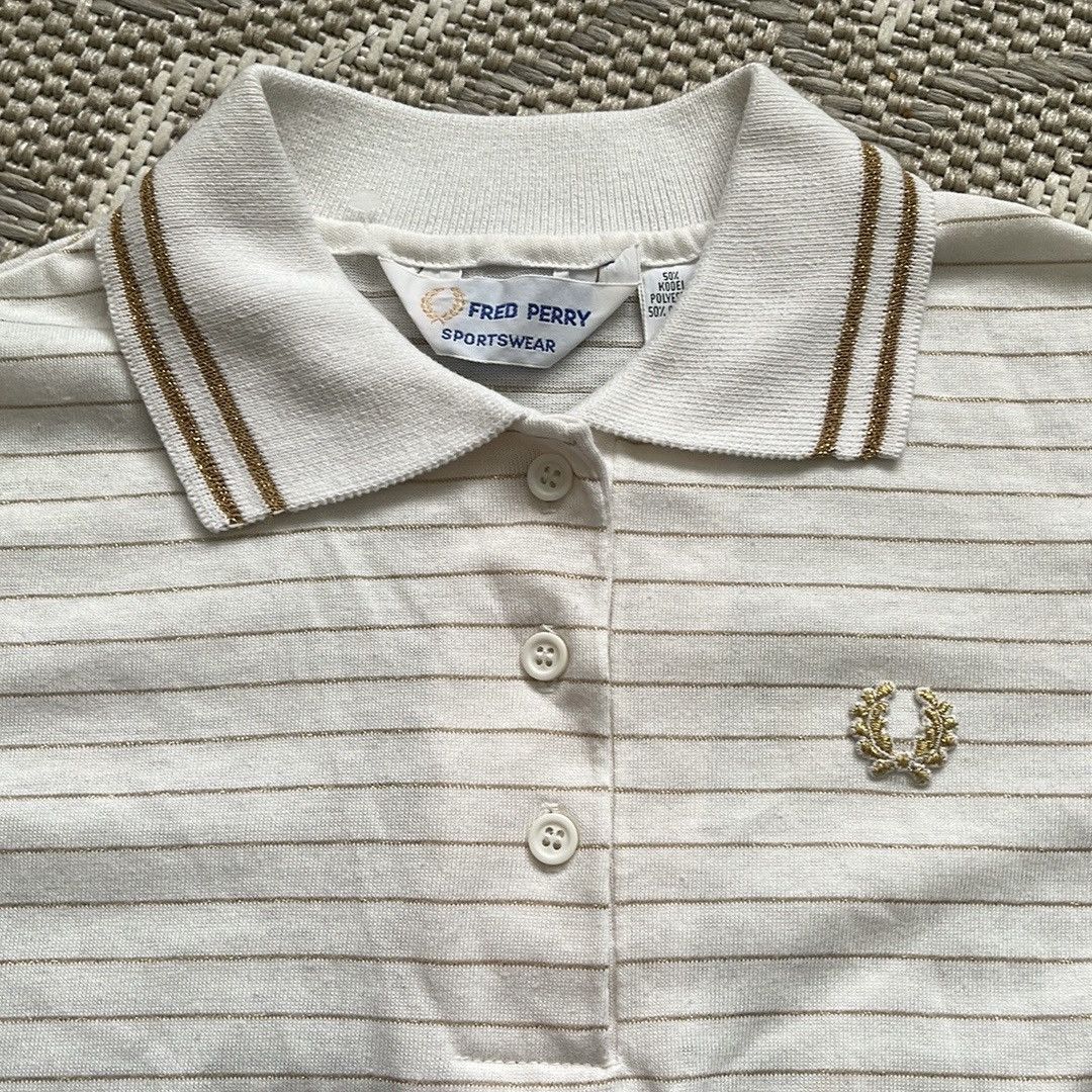 Fred Perry VTG Fred Perry Metallic Gold Stripe Polo Shirt Size M / US 6-8 / IT 42-44 - 3 Thumbnail