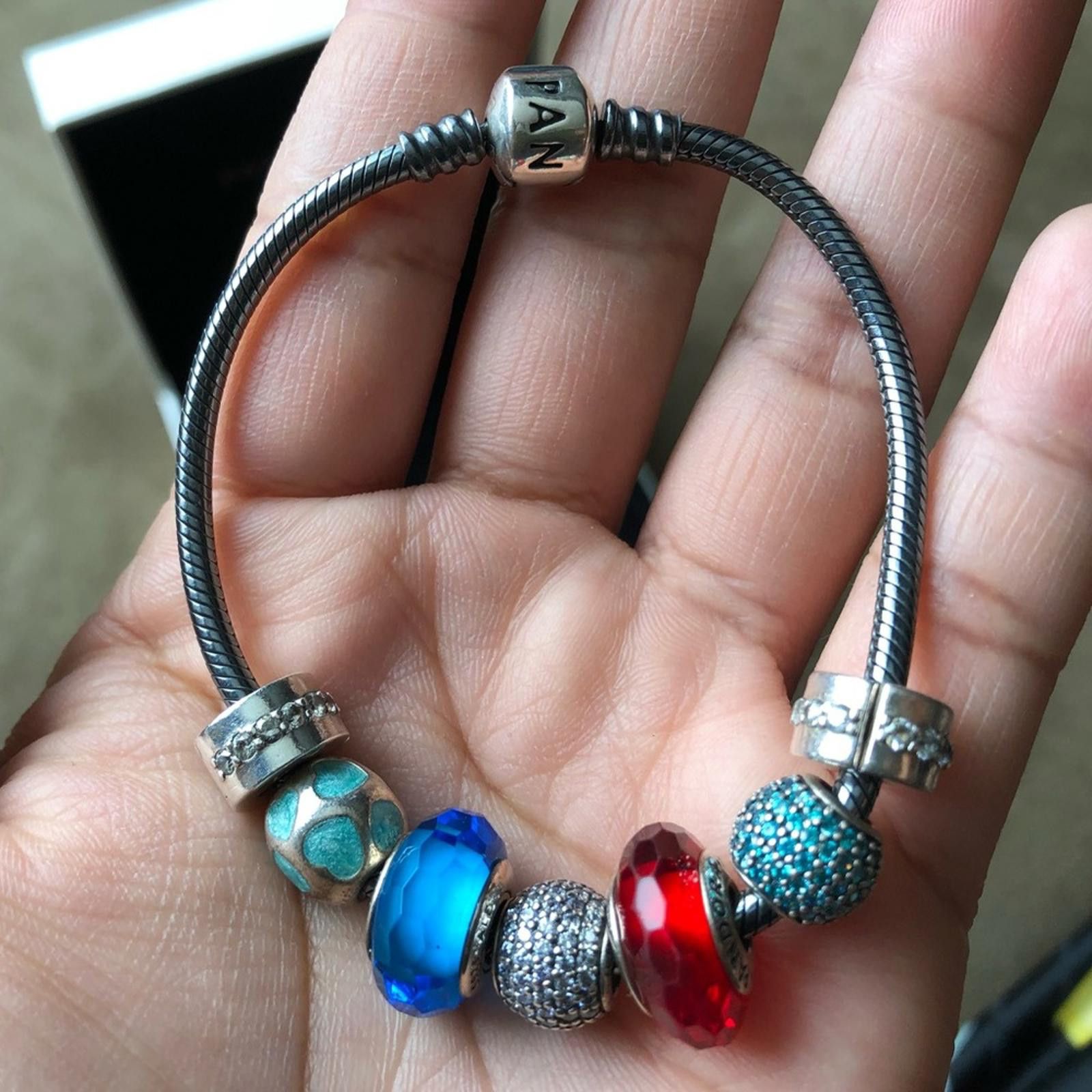 pandora Pandora Oxidized Bracelet with 7 Pandora Charms Size ONE SIZE - 2 Thumbnail