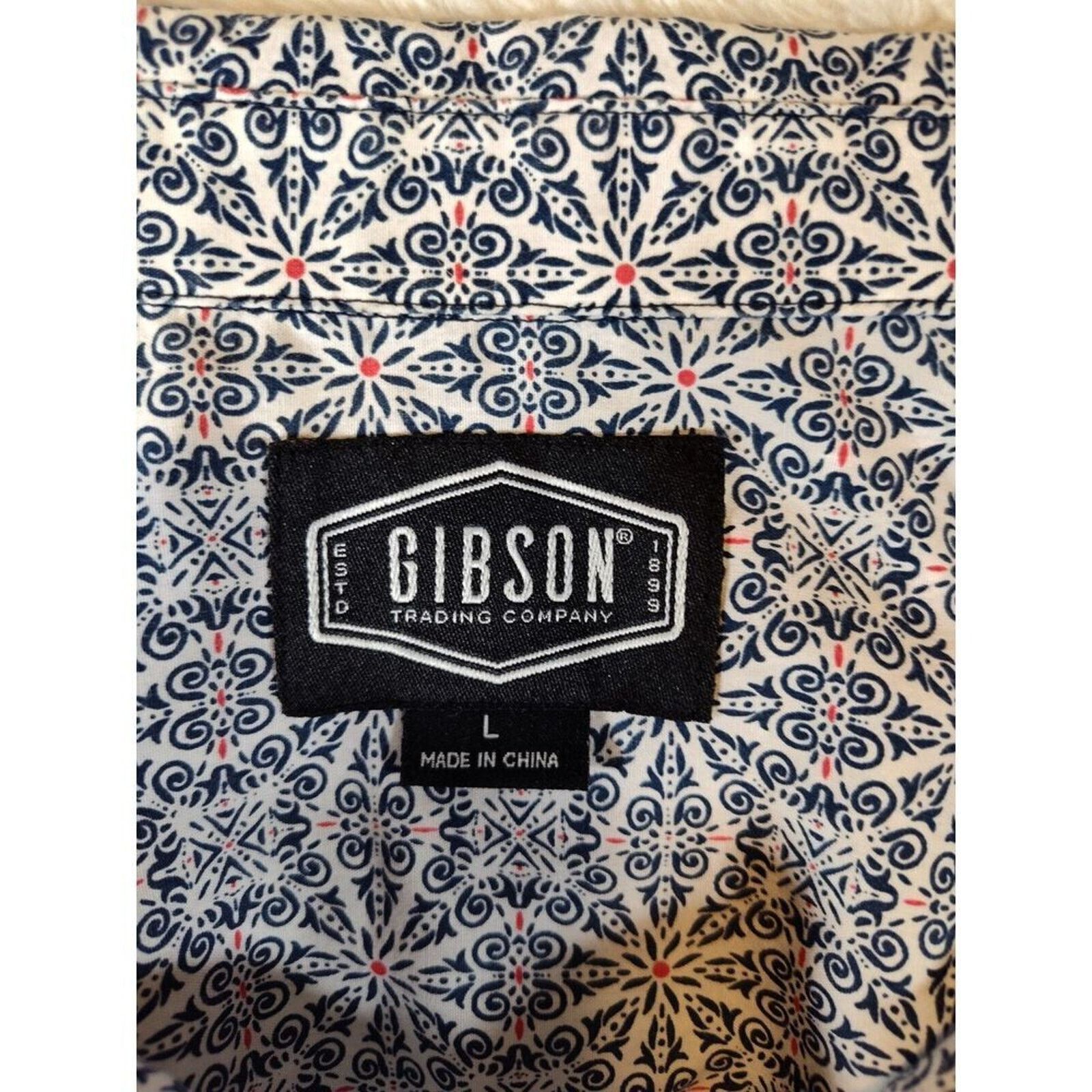 Other Gibson Trading Mens Button Up Abstract Red White Blue Large Size US L / EU 52-54 / 3 - 10 Thumbnail