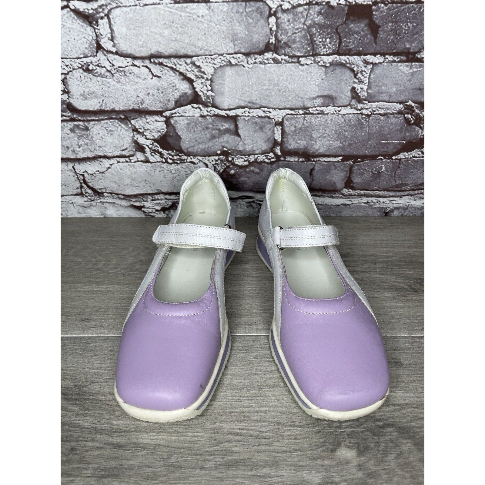 Other Halogen Purple Leather White MaryJane Strap Wedge Comfort Sh Size US 6 / IT 36 - 19 Thumbnail