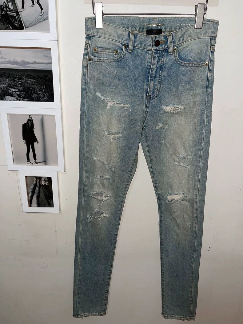 Saint Laurent Paris saint Laurent paris16 FW Genuine Light Blue Knife Cut Jean Size US 27 - 1 Thumbnail