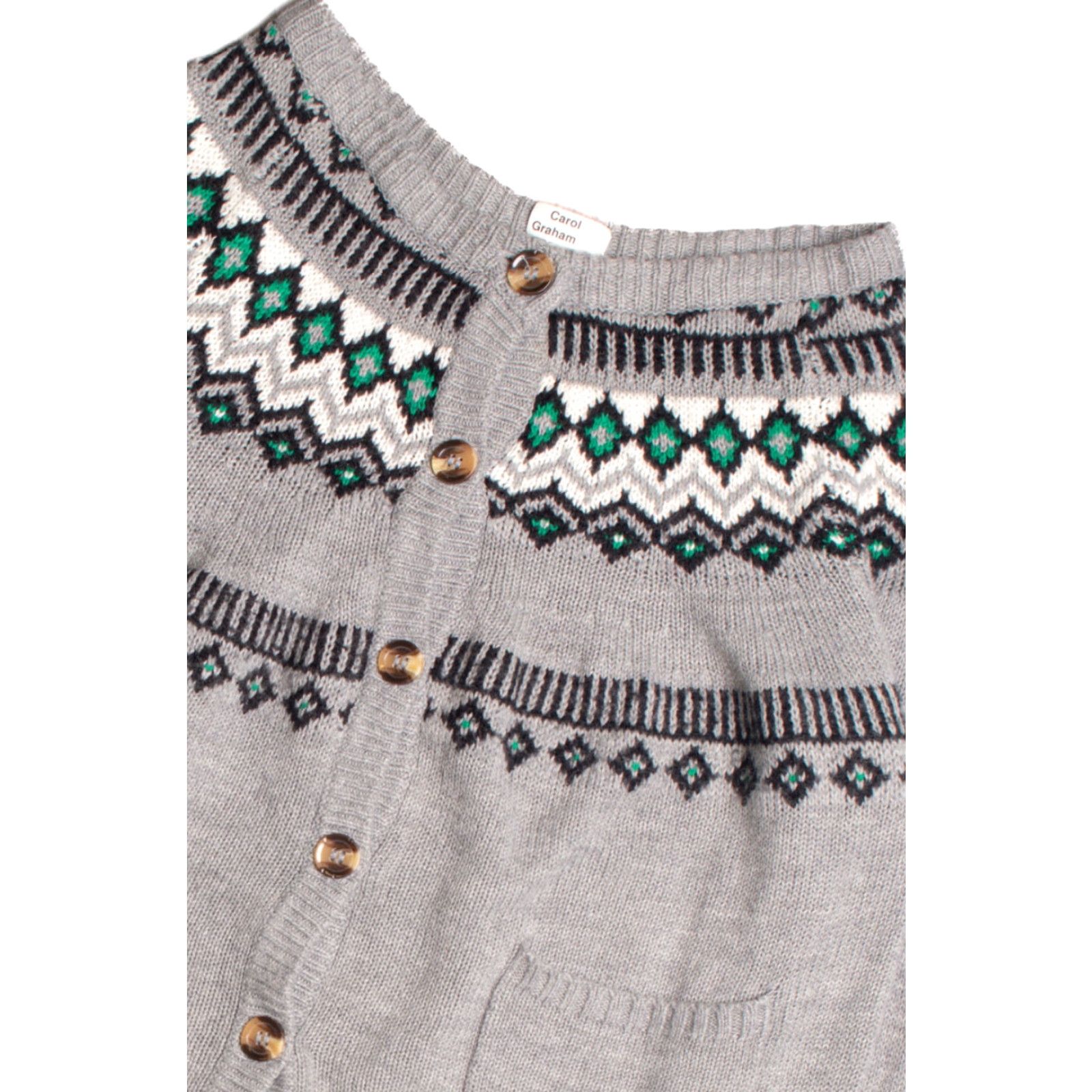 Vintage VINTAGE Fair Isle Cardigan 1034 Medium Gray Button Front Sweater Knit Wear Cardigan Medium Grey Knit Cotton / Acrylic Women's? Size M / US 6-8 / IT 42-44 - 2 Thumbnail