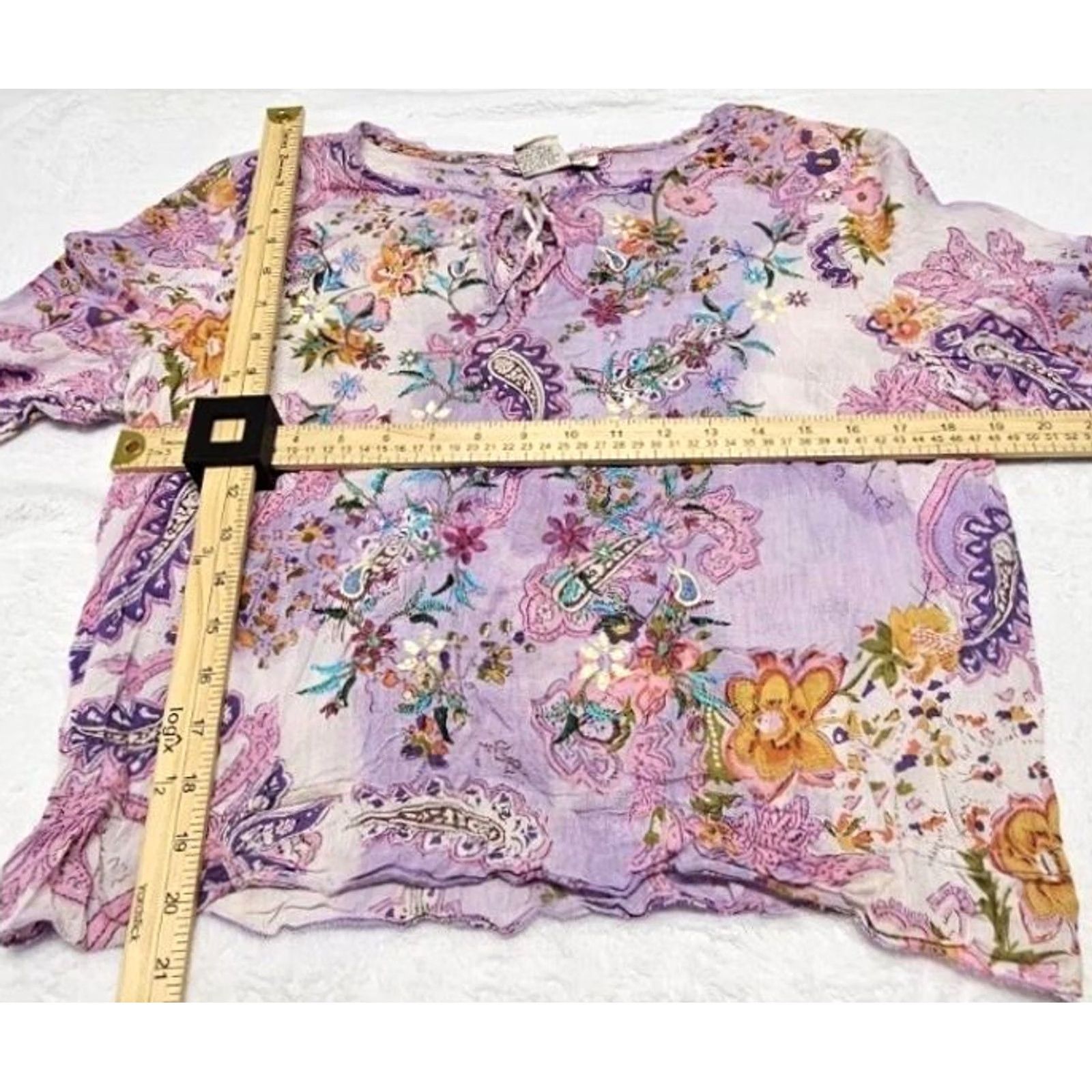 Vintage A.M.I Purple Blouse Paisley Feminine Medium Whimsical Fairy Tale Size L / US 10 / IT 46 - 7 Thumbnail