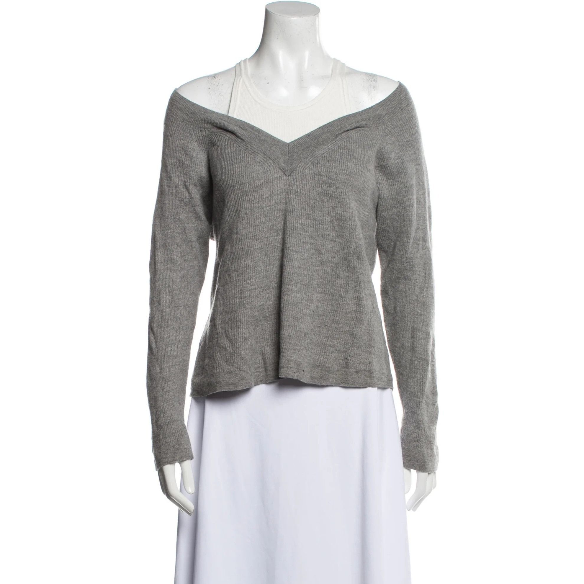 T by Alexander Wang T By Alexander Wang Wool V-Neck Sweater With Inner White Fau Size M / US 6-8 / IT 42-44 - 1 Thumbnail
