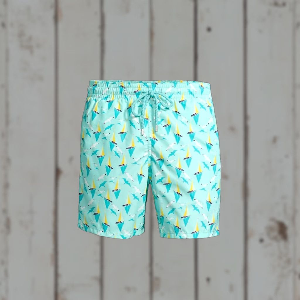 Vilebrequin Vilebrequin Bateaux Sur L'eau Moorea Trunks Lagon XXL W/Dustbag - Beach, Tropical, Multicolor, 50/50 Cotton-Poly Short Trunks Men, Quick Dry Size US 39 - 1 Thumbnail