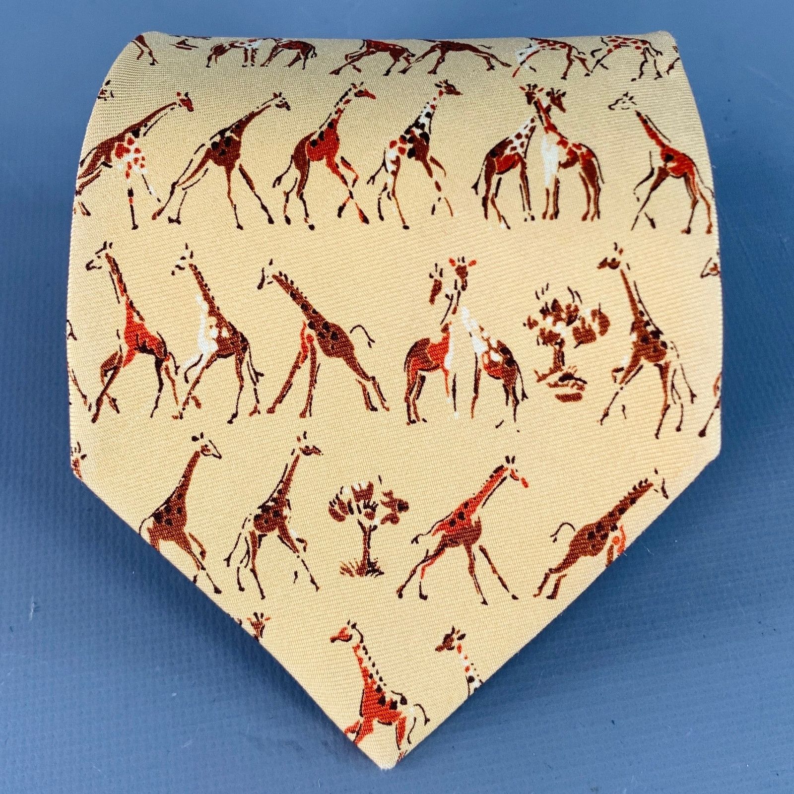 Ermenegildo Zegna ERMENEGILDO ZEGNA Yellow Red Orange Giraffe Silk Twill Tie Size ONE SIZE - 1 Thumbnail